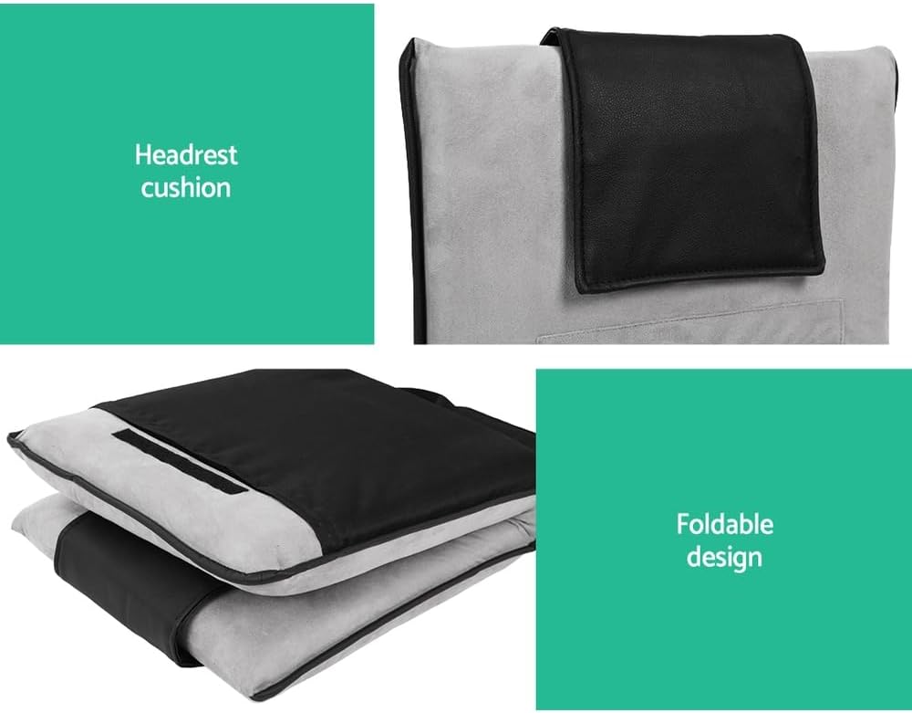 Artiss 2X Floor Chair, Adjustable Futon Lounge Sofa Bed Cushions Recliner Folding Stadium Chairs Cushion Couch Bed Outdoor Bedroom Living Room Furniture, Soft Backrest Easy Carry Space Saving Grey