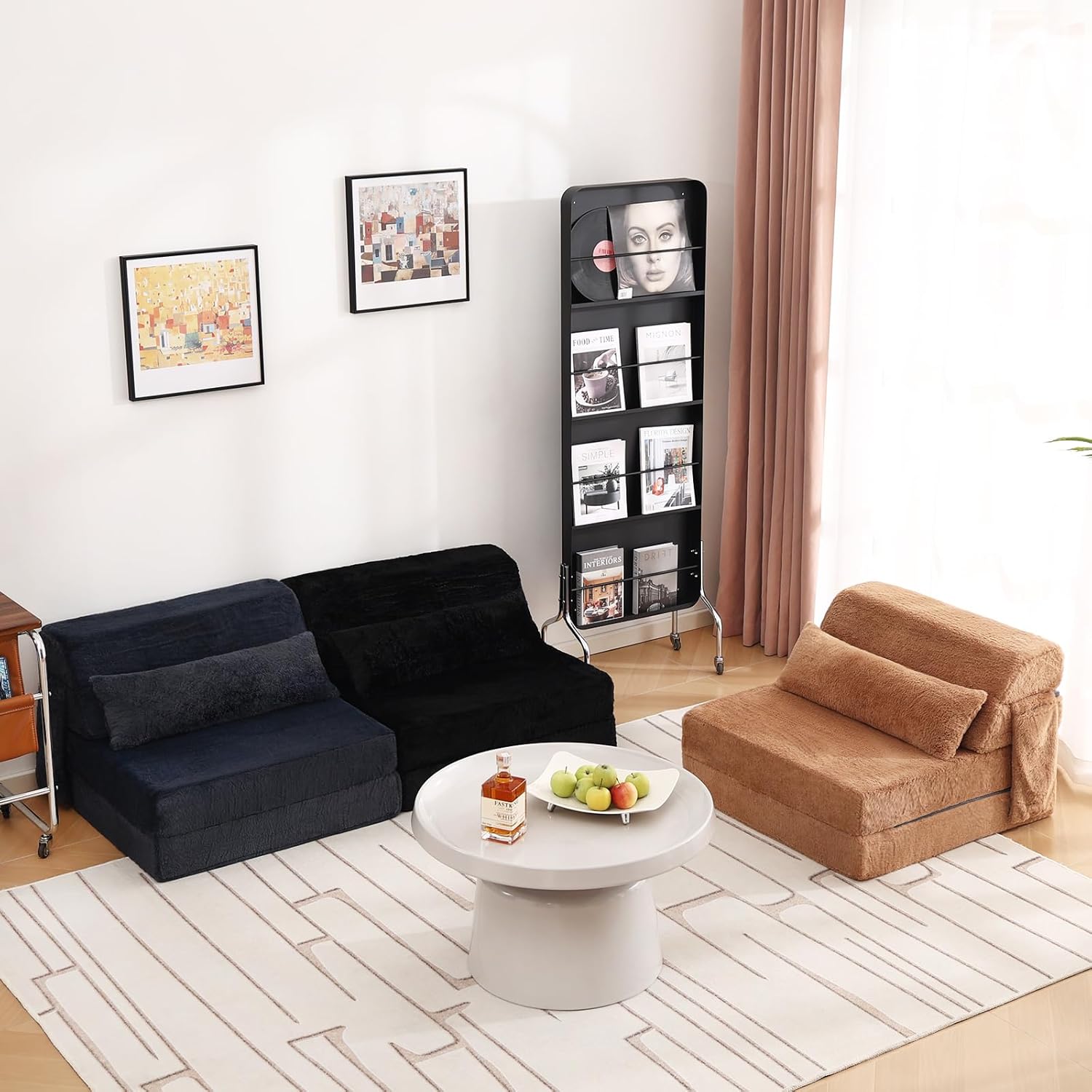 Tiita Folding Sofa Bed with Pillow 200x70x12cm Mattress&Plush Fabric Foldable Sofa Lounge Mat Pad,Floor Lounger Chair Bed for Living Room,Guest Room,Dorm,Apartment,Camping and Travel Use