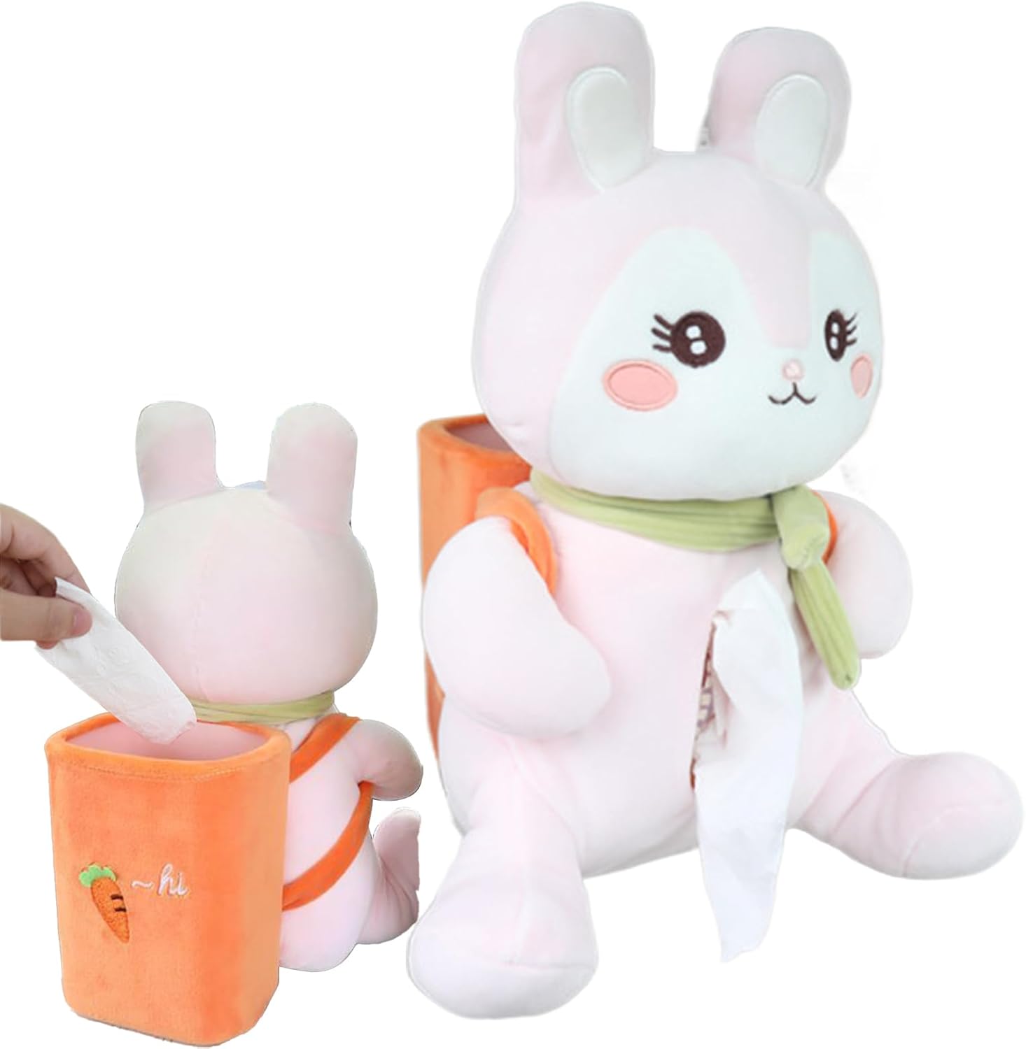 Car Tissue Box - Plush Animal Dispenser for Travel, Multifunctional Tissue Holder with Trash Can, Cute Armrest Organizer, Soft Storage Bag, Napkin Holder for SUV Truck Rv Auto Driver Kids Adults