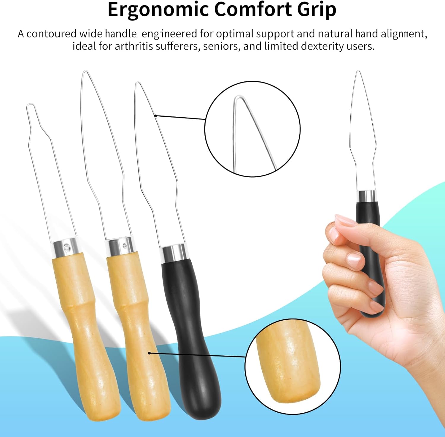 3 Pack Button Hook Tool for Seniors & Arthritic Hands - One Handed Button Assist Device with Comfort Grip Handle, Zipper Pull Helper - Dressing Aid for Shirts, Pants, Wedding Dresses