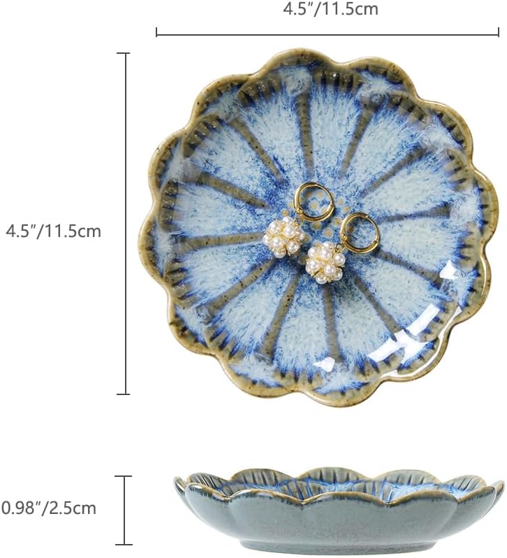 Lotus Leaf Shape Decorative Ring Tray, Small Key Bowl, Ceramic Trinket Tray Jewelry Dish Organizing Necklace Earrings, Home Decoration for Mom Best Friend Sister, Pink.