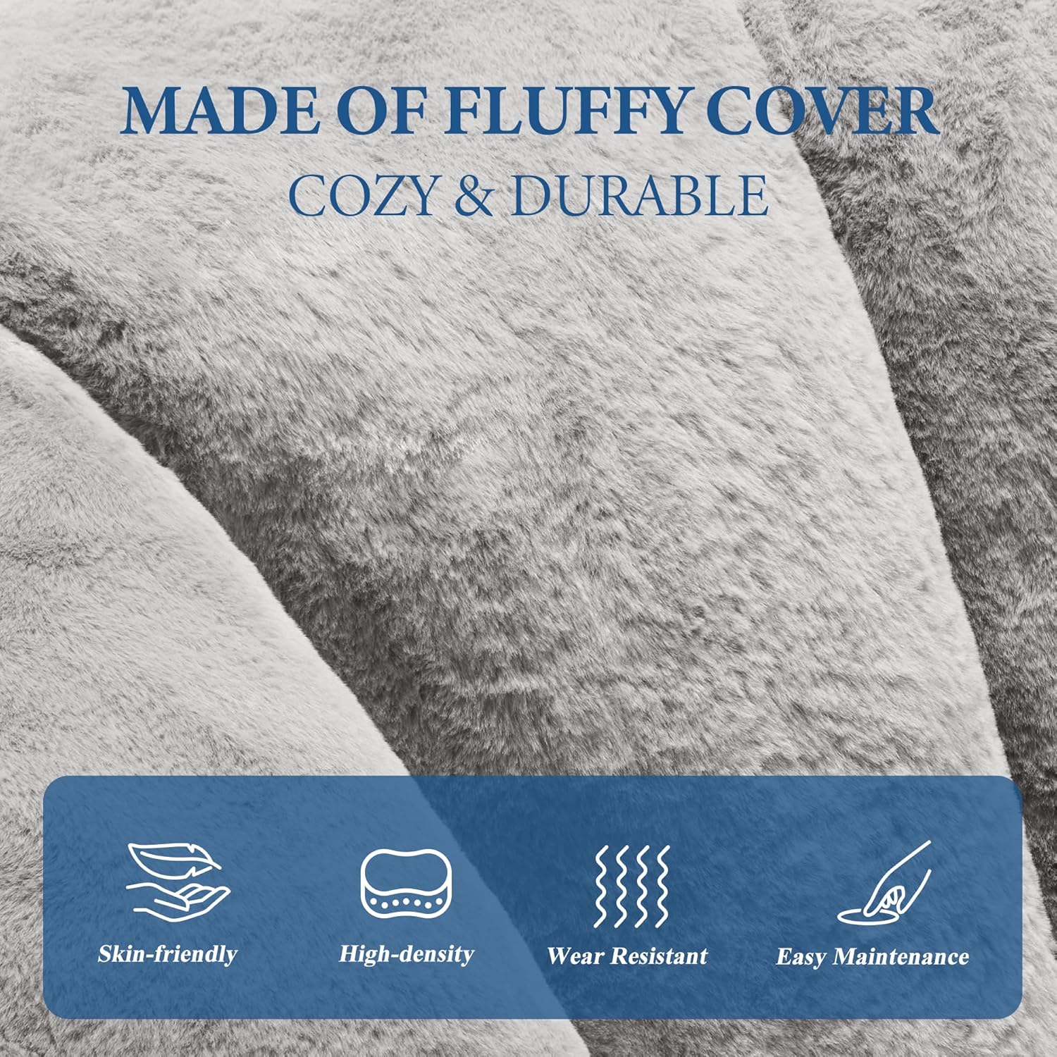 Hobestluk Bean Bag Chairs Large Bean Bag Couch for Adults Stuffed Lazy Sofa Chair Comfy Floor Chair with Spacious Design for Reading, Gaming or Relaxing (GREY)