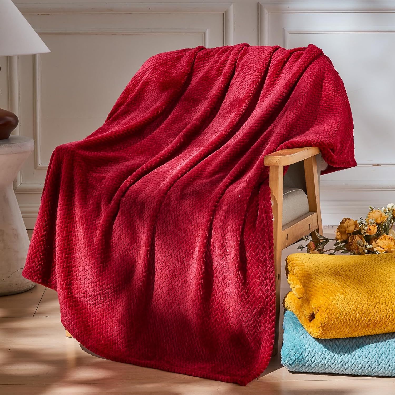 NEWCOSPLAY Super Soft Throw Blanket Deep Purple Rainbow Premium Silky Flannel Fleece Leaves Pattern Lightweight Bed Blanket All Season Use (Deep Purple Rainbow, Throw(50x60))