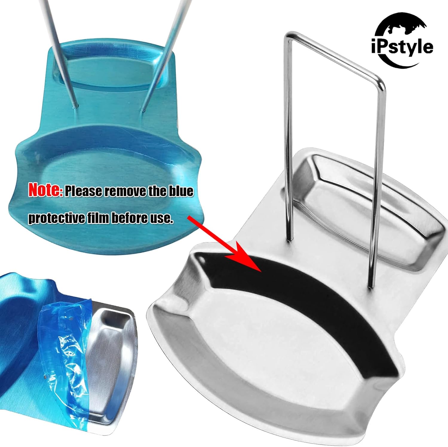 (Holder) - iPstyle Pan Lid Holder for Pots and Pans Progressive Lid and Spoon Rest Shelf 304 Stainless Steel Pan Lid Organiser Kitchen Decor Tool (Holder)