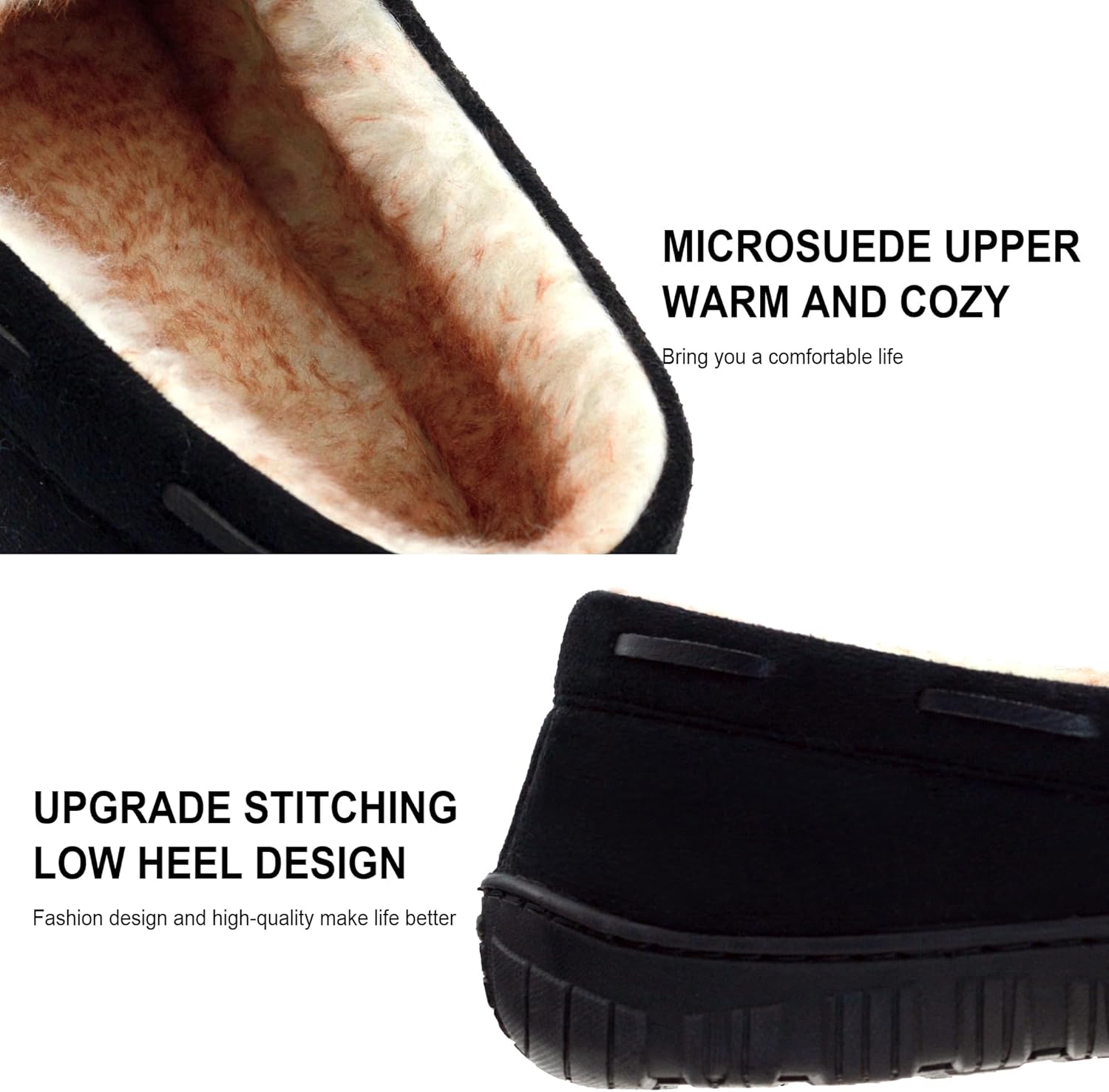 SKABIU Mens Moccasin Slippers Memory Foam Indoor & Outdoor House Slippers Cozy Bedroom Shoes