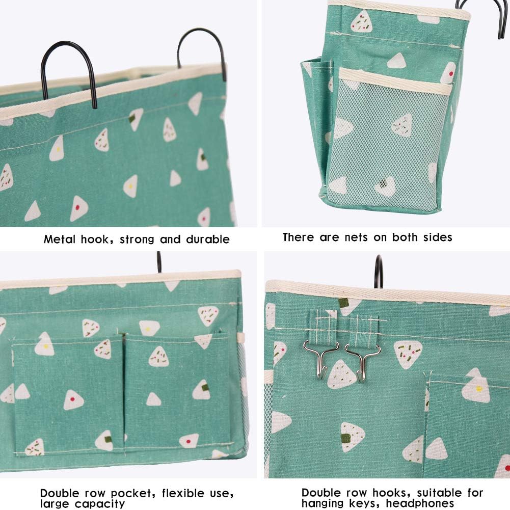 Loghot Bedside Caddy/Bedside Storage Bag Hanging Organizer for Bunk and Hospital Beds,Dorm Rooms Bed Rails,Can be Placed Glasses,Books,Mobile Phones,Keys (Light Pink)