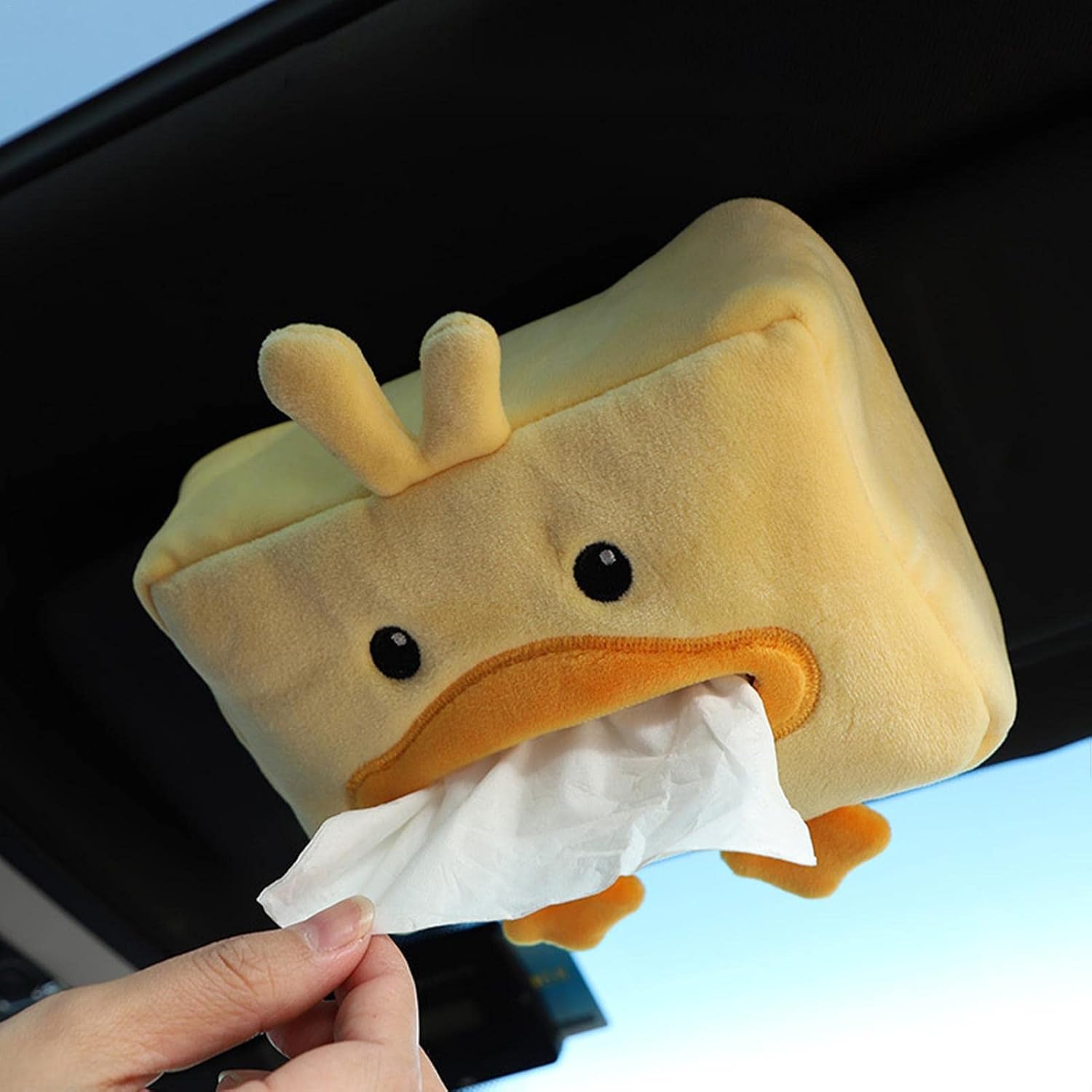 Baogao Cartoon Plush Animals Tissue Box, Cute Paper Holder for Car, Universal Vehicle Backseat Plush Tissue Organizer