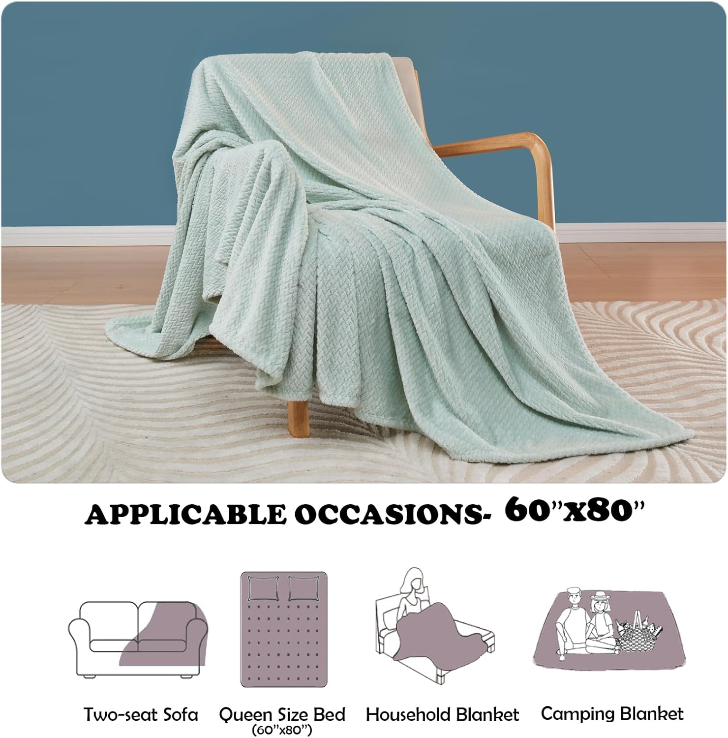 NEWCOSPLAY Super Soft Throw Blanket Deep Purple Rainbow Premium Silky Flannel Fleece Leaves Pattern Lightweight Bed Blanket All Season Use (Deep Purple Rainbow, Throw(50x60))