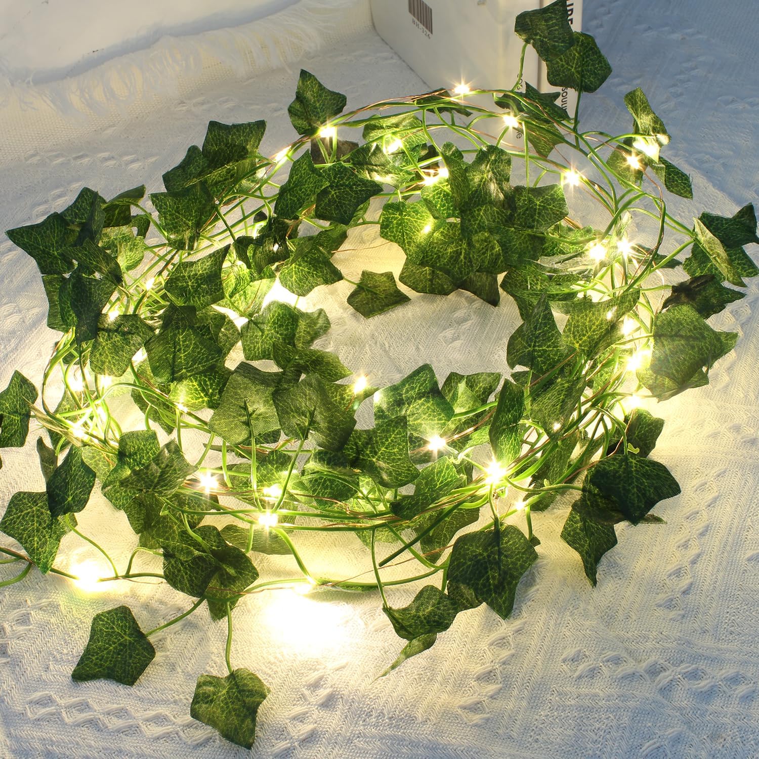 5M 50LED Leaf String Lights,Vine Lights,H HOME-MART Vine Fairy Lights Batteries Powered Green Leaf Garland Maple String Lights for Indoor/Outdoor Decor. Enhance Homes, Gardens, Weddings & More!