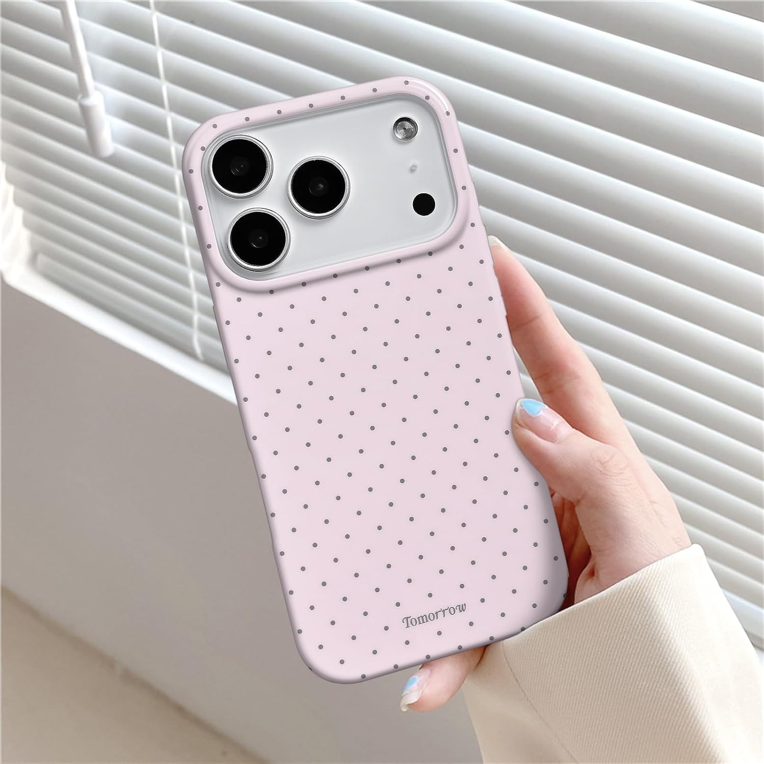 Sloveic for iPhone 16 Case with Cute Fashion Polka Dot Aesthetics Design Simple Case for Soft TPU Slim Protection Cover for Women Girls-White