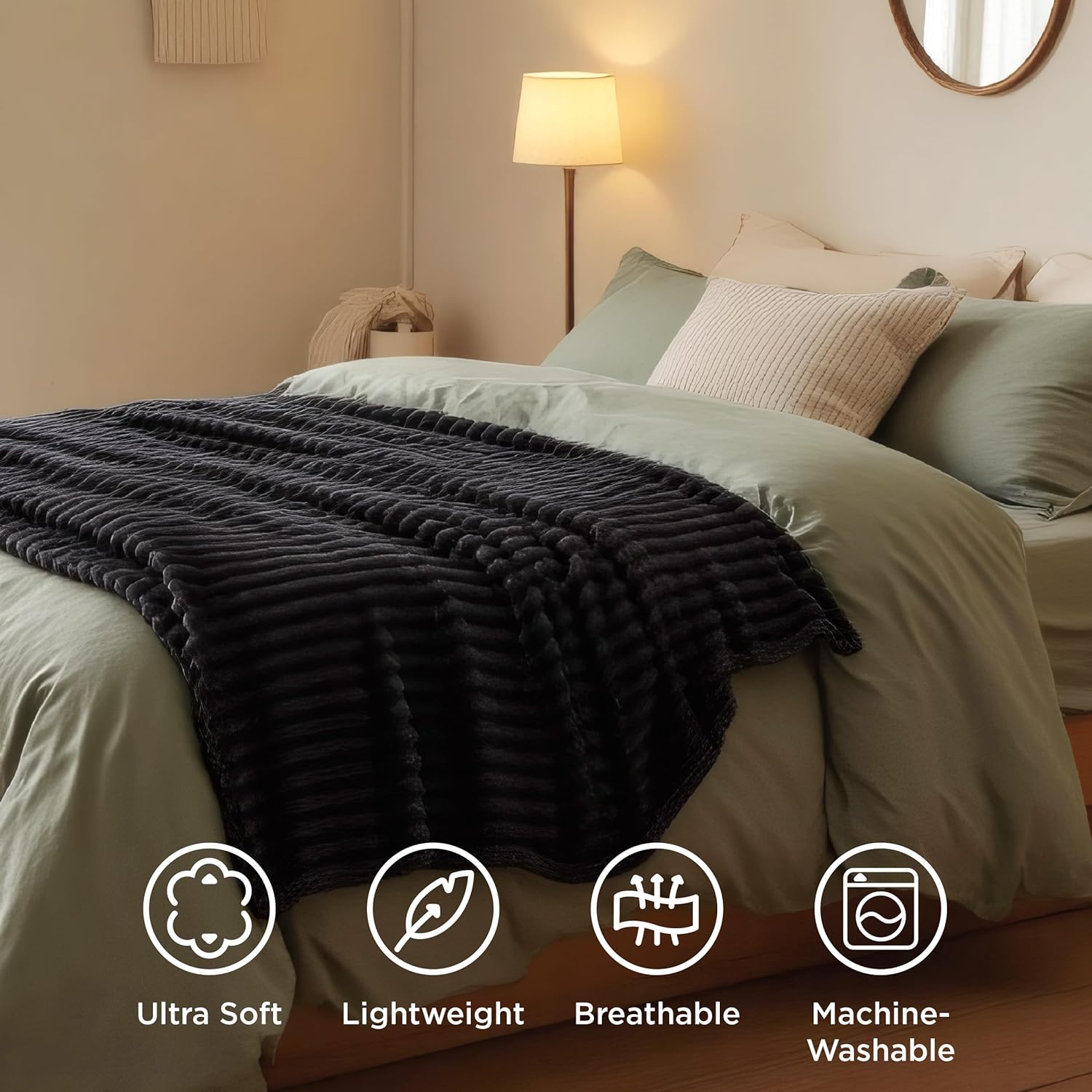 Bedsure Blanket for Couch, Super Cozy Soft Throw Blankets for Women, Cute Small Plush Fleece Throws for Girls, Off White, 50x60 Inches