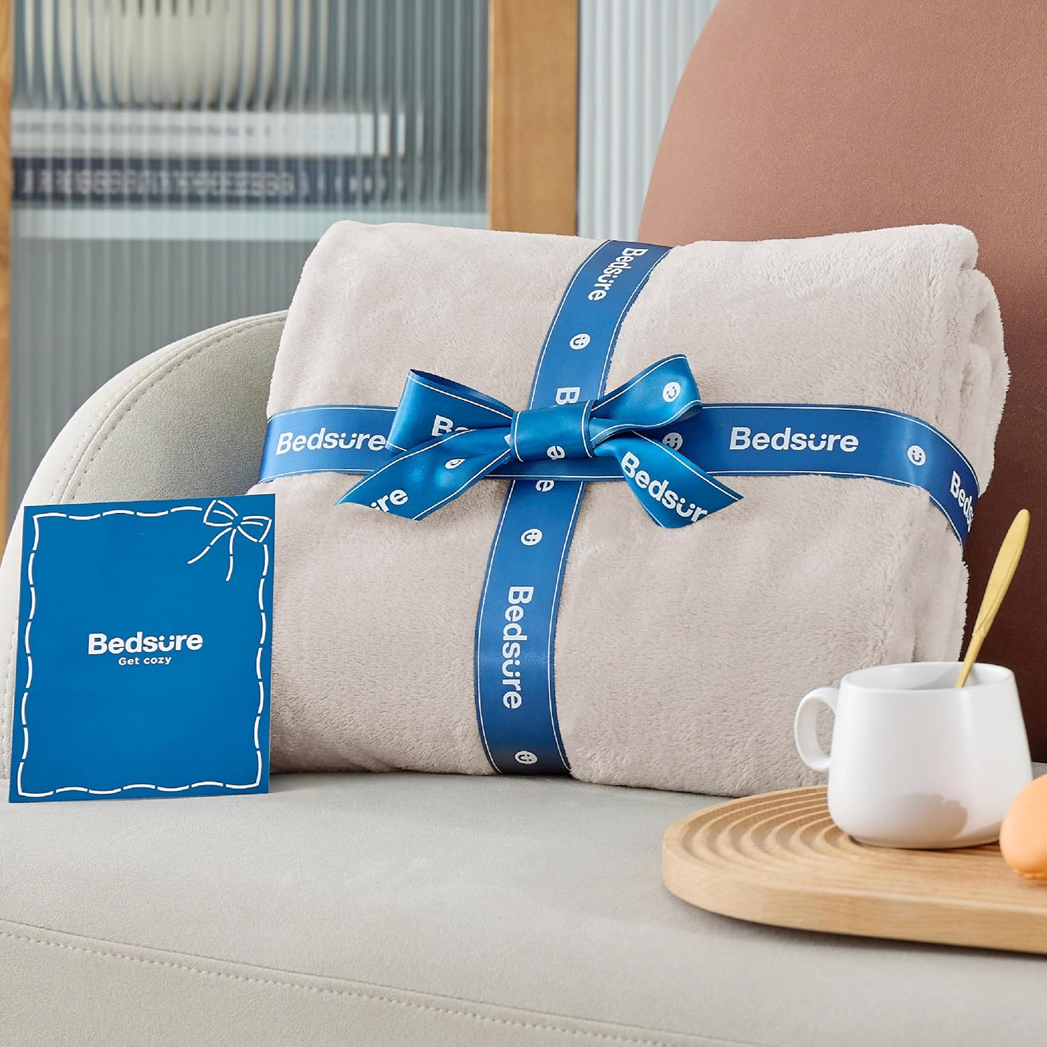 Bedsure Blanket for Couch, Super Cozy Soft Throw Blankets for Women, Cute Small Plush Fleece Throws for Girls, Off White, 50x60 Inches