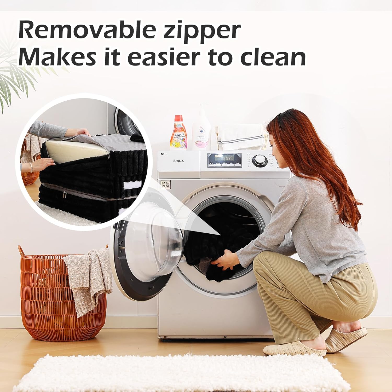 Tiita Folding Sofa Bed with Pillow 200x70x12cm Mattress&Plush Fabric Foldable Sofa Lounge Mat Pad,Floor Lounger Chair Bed for Living Room,Guest Room,Dorm,Apartment,Camping and Travel Use