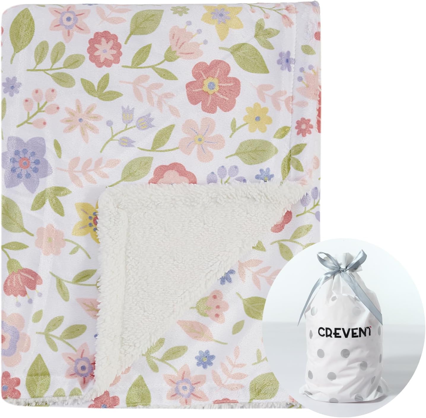 CREVENT Minky Baby Blanket for Girls Boys, Soft Plush Receiving Blanket for Newborns - 76x102cm (Animal)