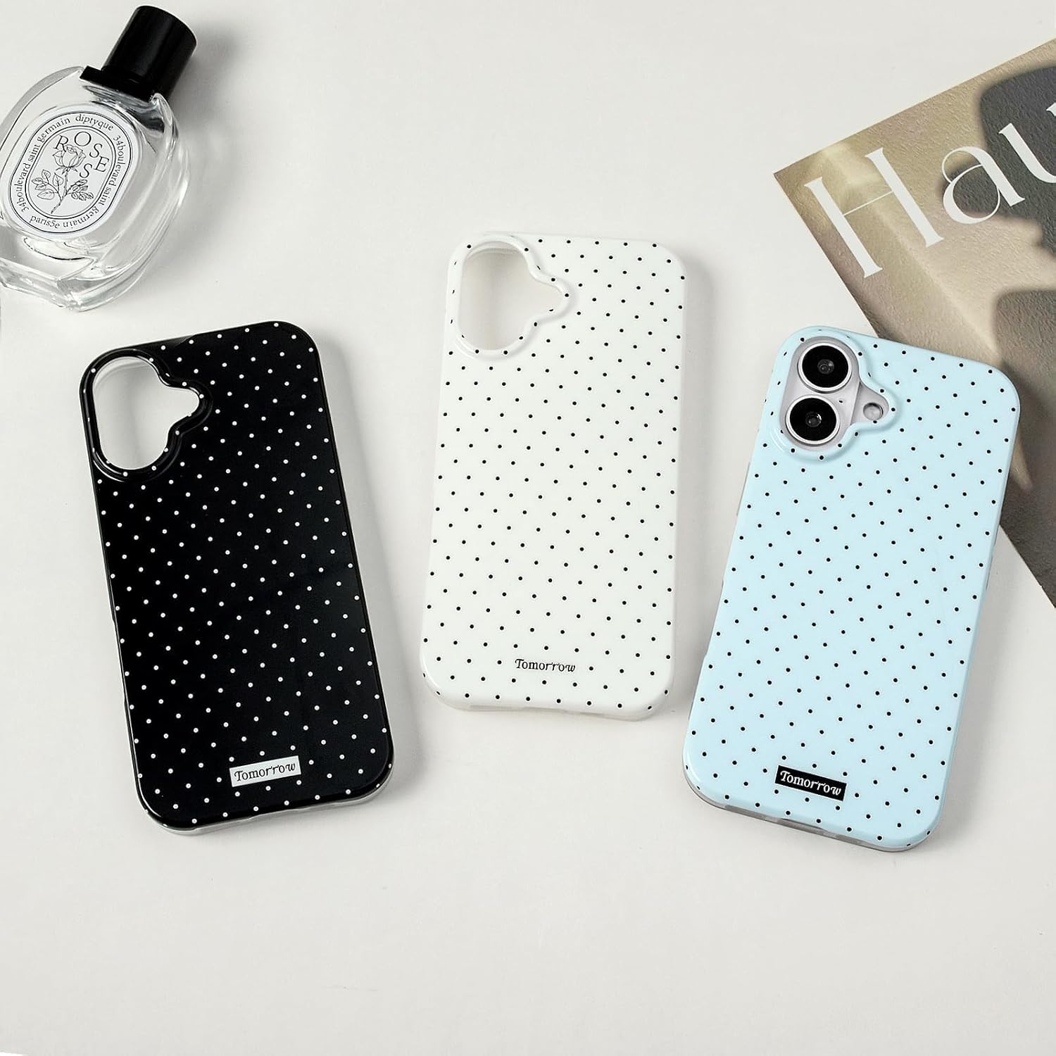 Sloveic for iPhone 16 Case with Cute Fashion Polka Dot Aesthetics Design Simple Case for Soft TPU Slim Protection Cover for Women Girls-White