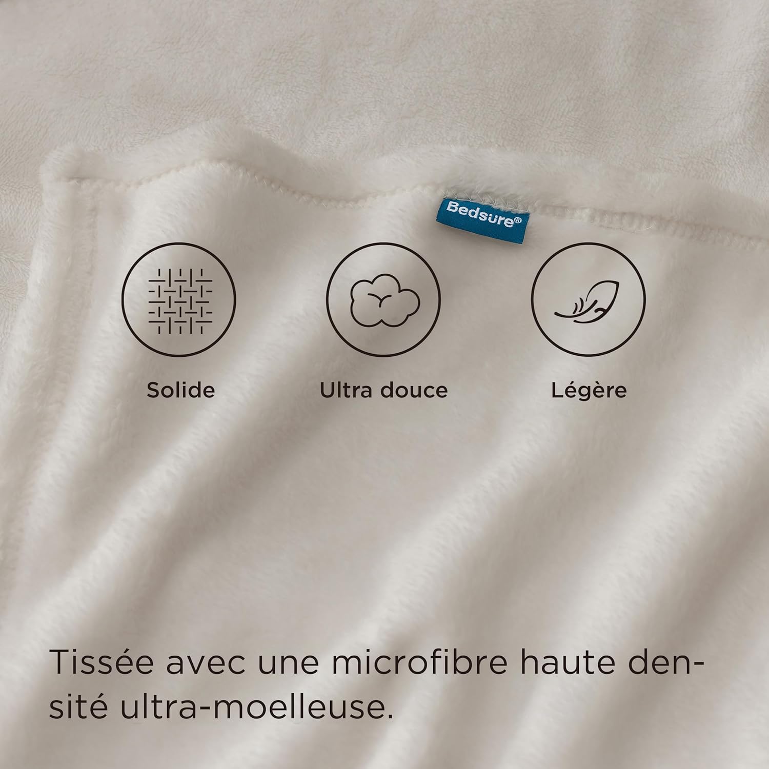 Bedsure Blanket for Couch, Super Cozy Soft Throw Blankets for Women, Cute Small Plush Fleece Throws for Girls, Off White, 50x60 Inches