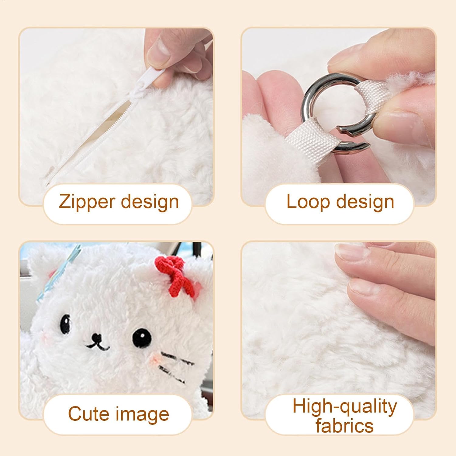 Cute Stuffed Animal Tissue Holder | Cartoon Cat Napkin Box Decorative Tissue Box Cover - Multifunctional Home Decor, Tissue Bag, Paper Storage Holder for Car Seat Back