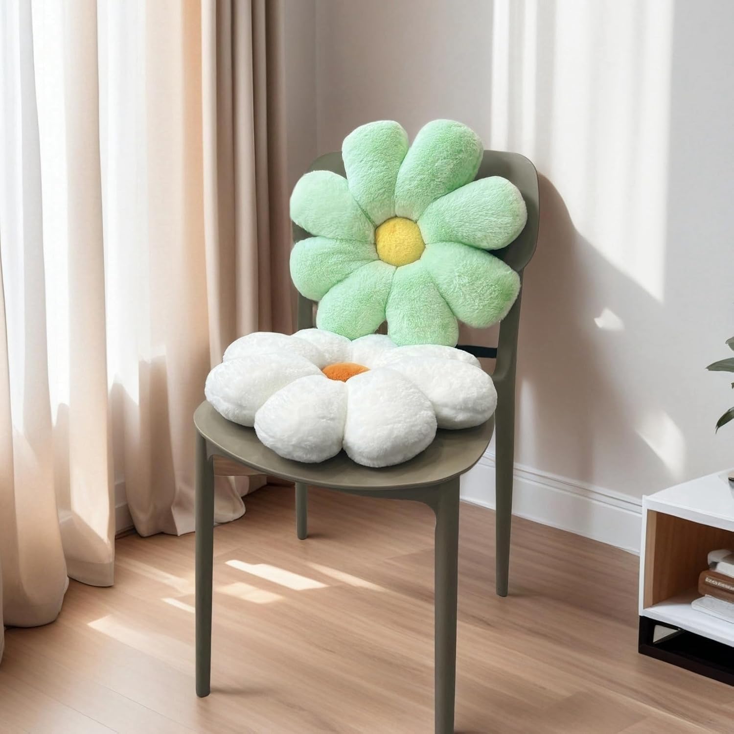 2 Pcs Flower Pillow Floor Cushion Decorative Throw Pillows Cute Aesthetic Pillows Cushions for Bedroom Preppy Room Bed Sofa Chair Decor (Pink & White)