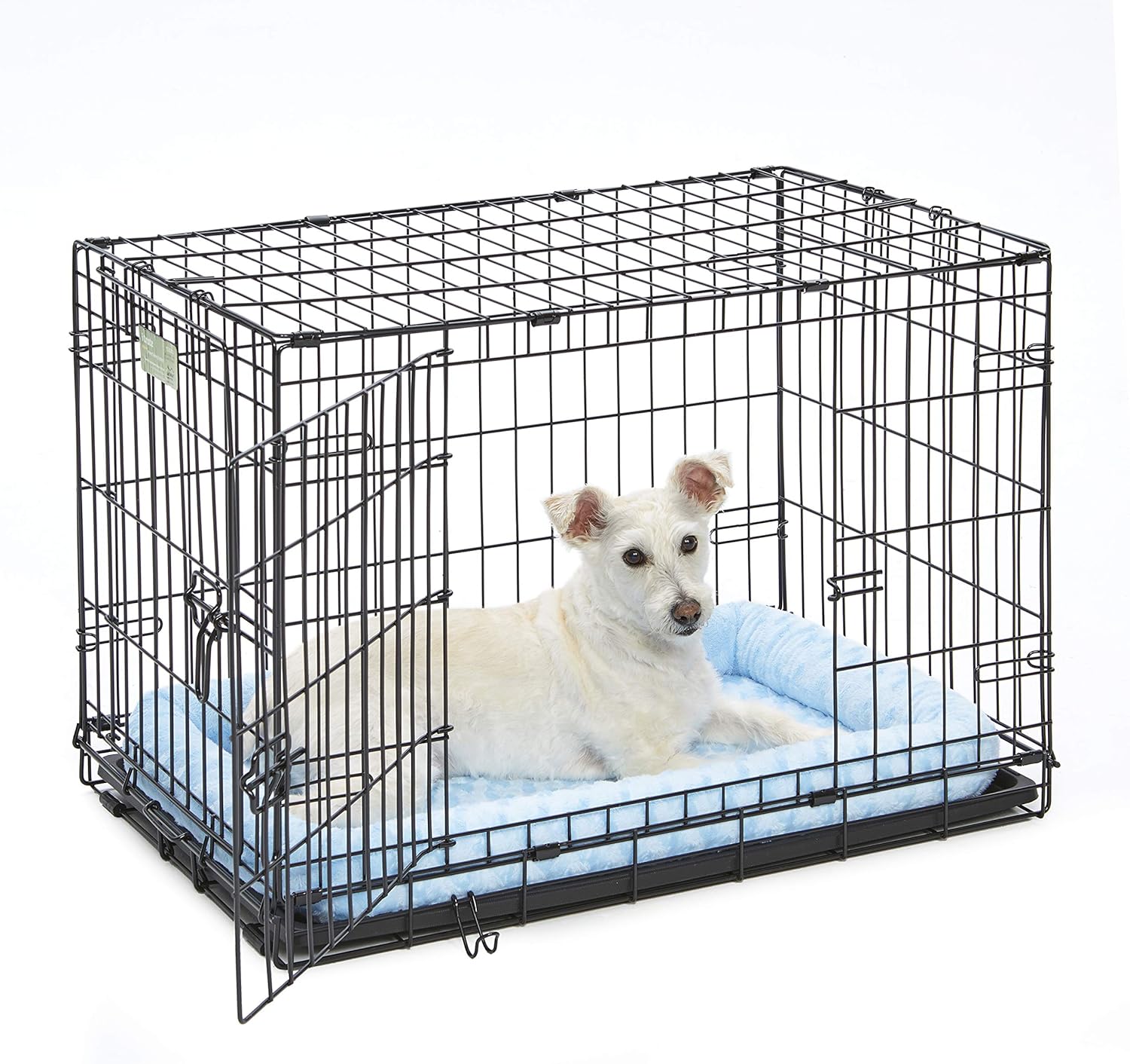 18L-Inch White Fleece Dog or Cat Bed with Comfortable Bolster, Ideal for Toy Dog Breeds & Fits an 18-Inch Crate, Easy Maintenance Machine Wash & Dry