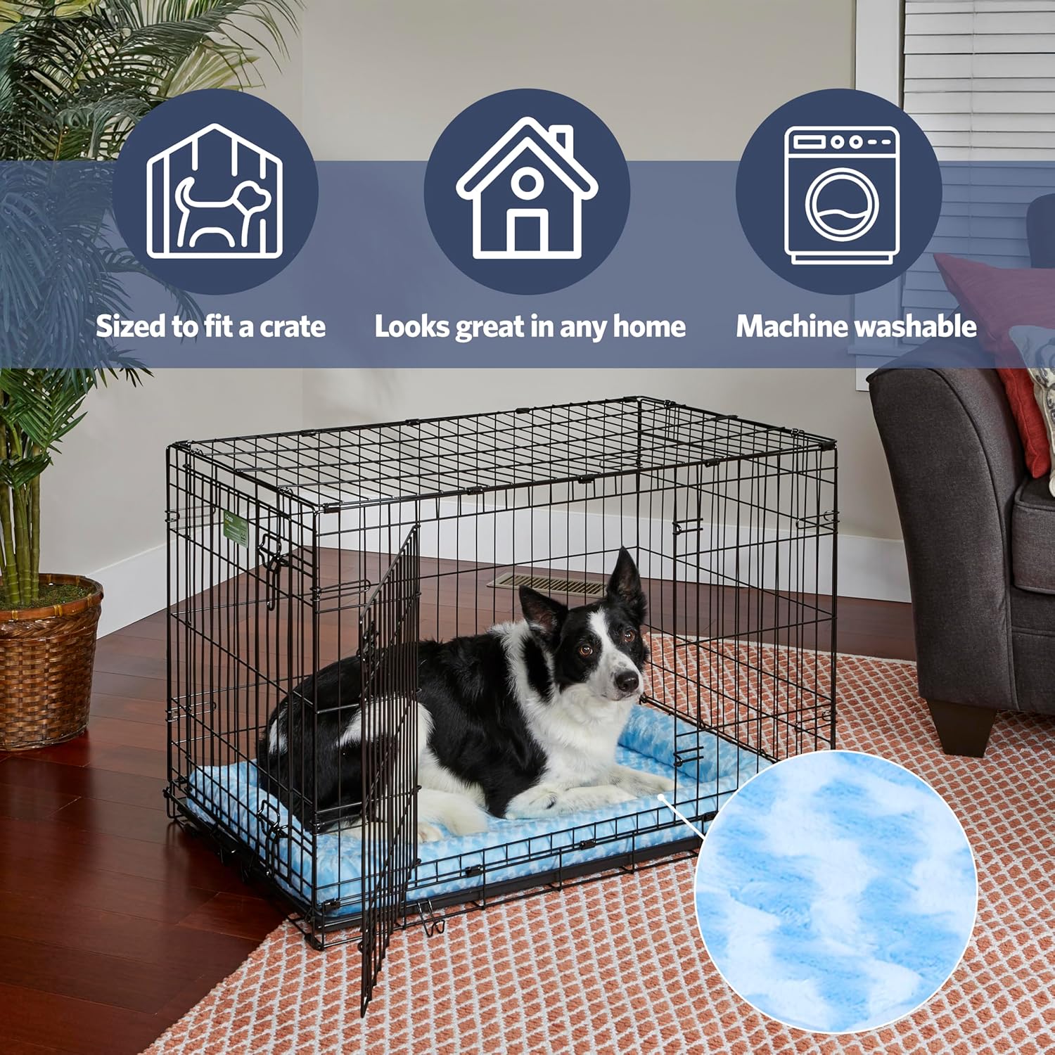 18L-Inch White Fleece Dog or Cat Bed with Comfortable Bolster, Ideal for Toy Dog Breeds & Fits an 18-Inch Crate, Easy Maintenance Machine Wash & Dry