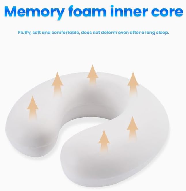 Guoxintech Travel Pillow Pure Memory Foam U Shaped Neck Pillow,Super Lightweight Portable Headrest Great for Airplane Chair, Train or Car Journeys Travel Pillow(Dark Blue)