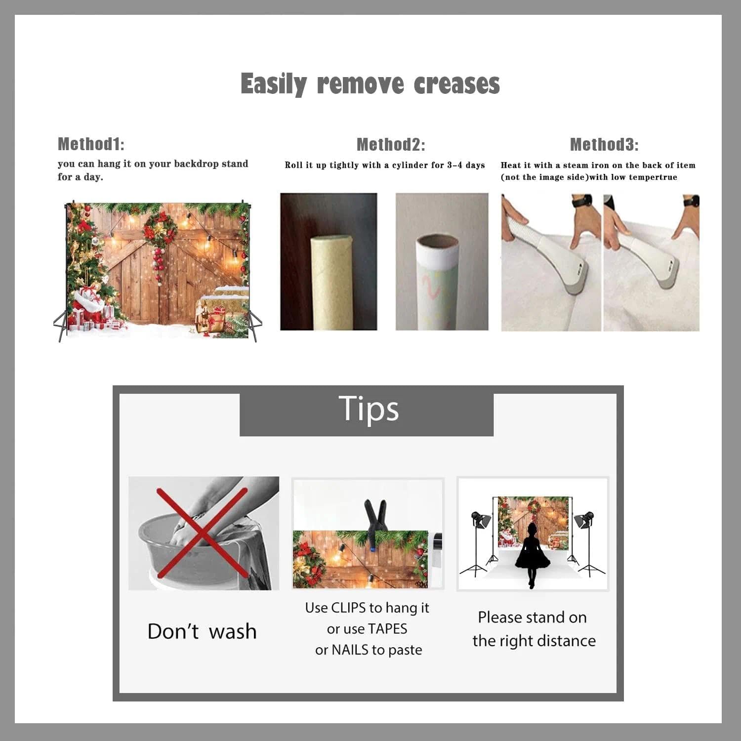 Christmas Photo Backdrop with Snow Pattern for Photography, Xms Tree Wall Decor, Holiday Background, High-Quality 8x6ft Polyester Fabric - Foldable and Portable for Easy Storage and Reuse - Damaill