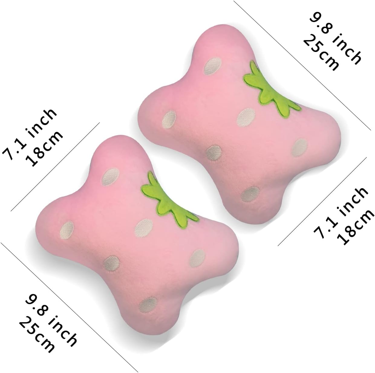 weiyuanhaoda 2Pcs Universal Car Seat Cushion Neck，Pink Strawberry Pillow，Car Seat Headrest，Car Headrest Pillow for Travelling and Home