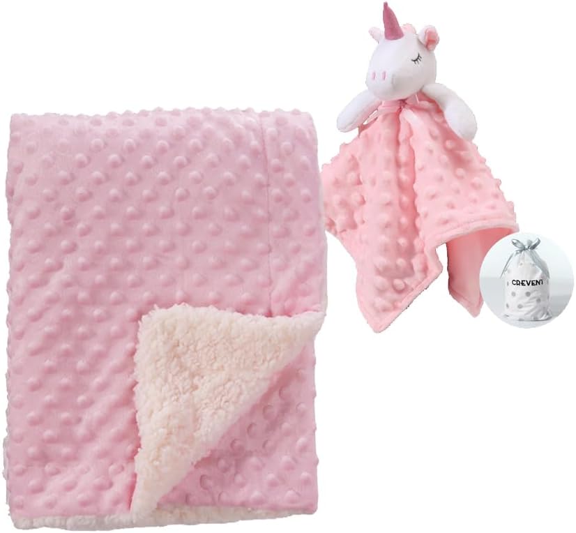 CREVENT Minky Baby Blanket for Girls Boys, Soft Plush Receiving Blanket for Newborns - 76x102cm (Animal)
