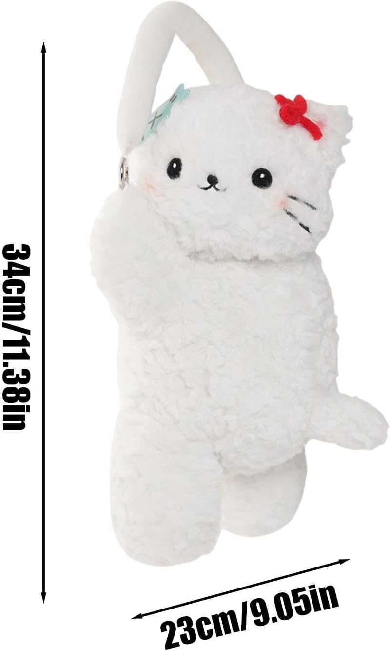 Cute Stuffed Animal Tissue Holder | Cartoon Cat Napkin Box Decorative Tissue Box Cover - Multifunctional Home Decor, Tissue Bag, Paper Storage Holder for Car Seat Back