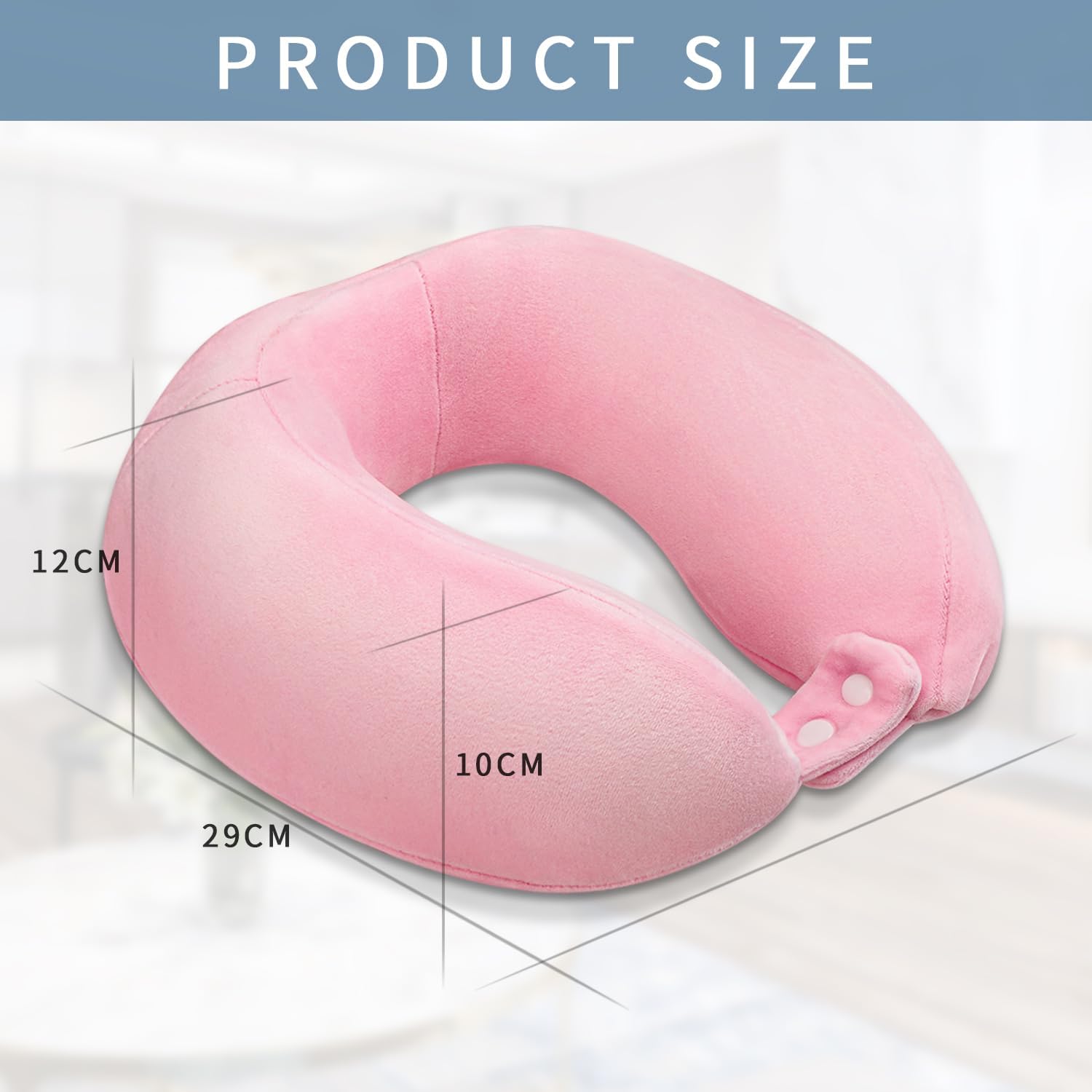 Travel Neck Pillows Adjustable U-Shaped Memory Foam Airplane Pillows Support Headrest and Neck Removable Breathable Neck Pillow for Car Office Home Camping Use Purple Color