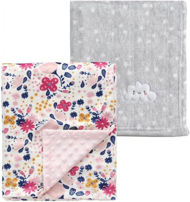 CREVENT Minky Baby Blanket for Girls Boys, Soft Plush Receiving Blanket for Newborns - 76x102cm (Animal)