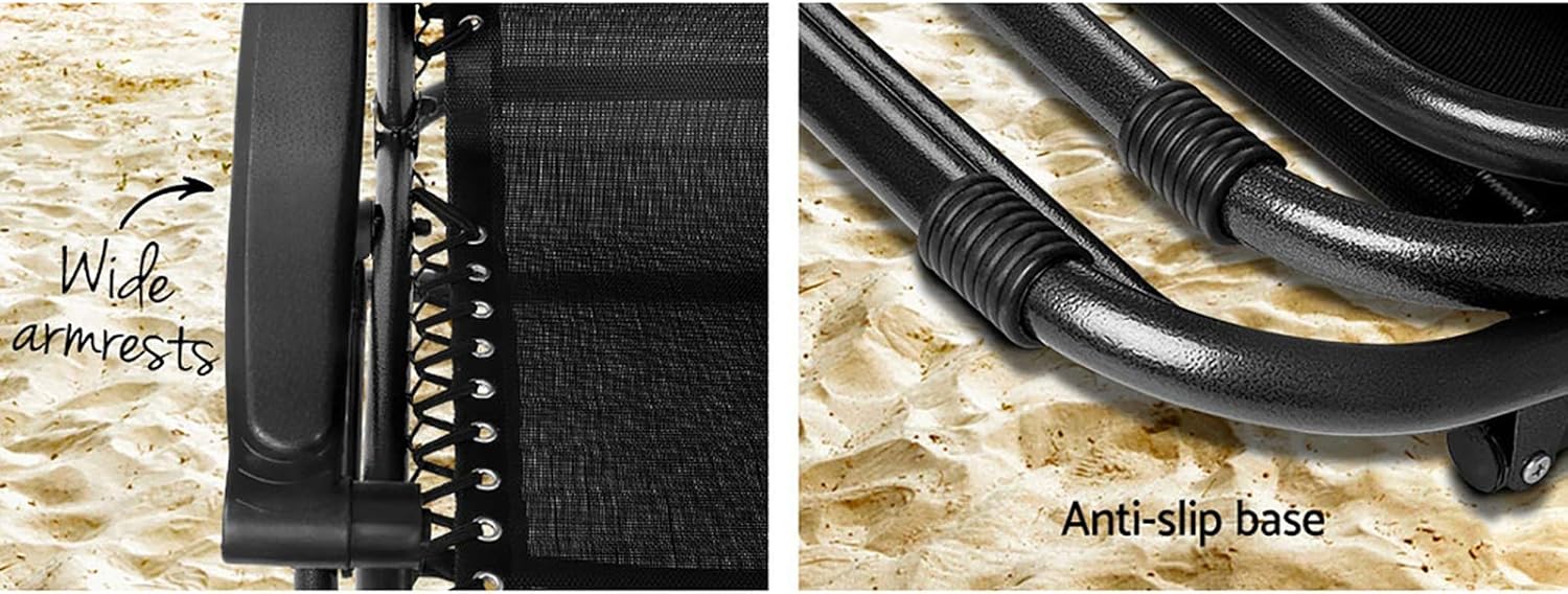 Gardeon Zero Gravity Portable Reclining Lounge Folding Outdoor Camping Beach Chair Black