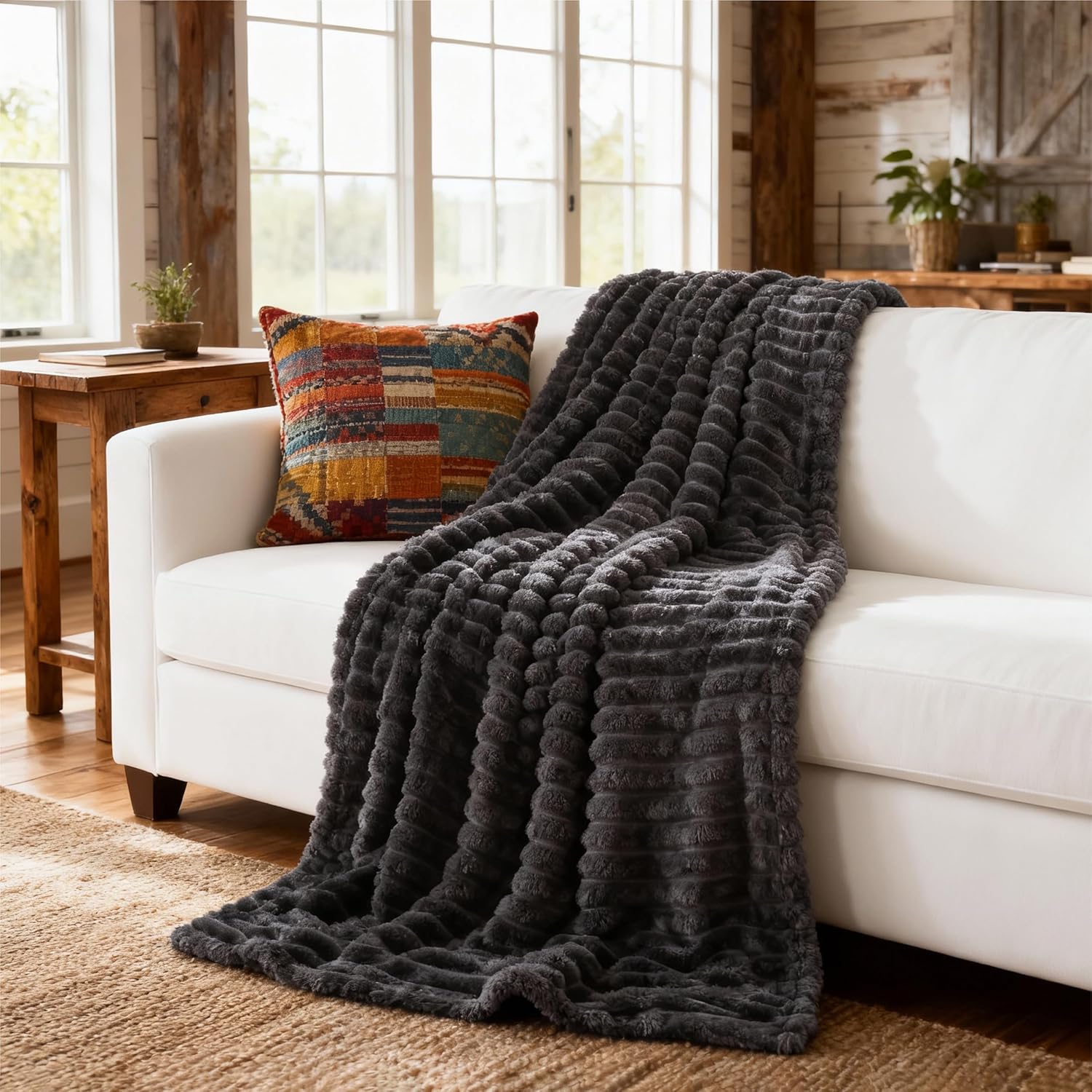 Bedsure Blanket for Couch, Super Cozy Soft Throw Blankets for Women, Cute Small Plush Fleece Throws for Girls, Off White, 50x60 Inches