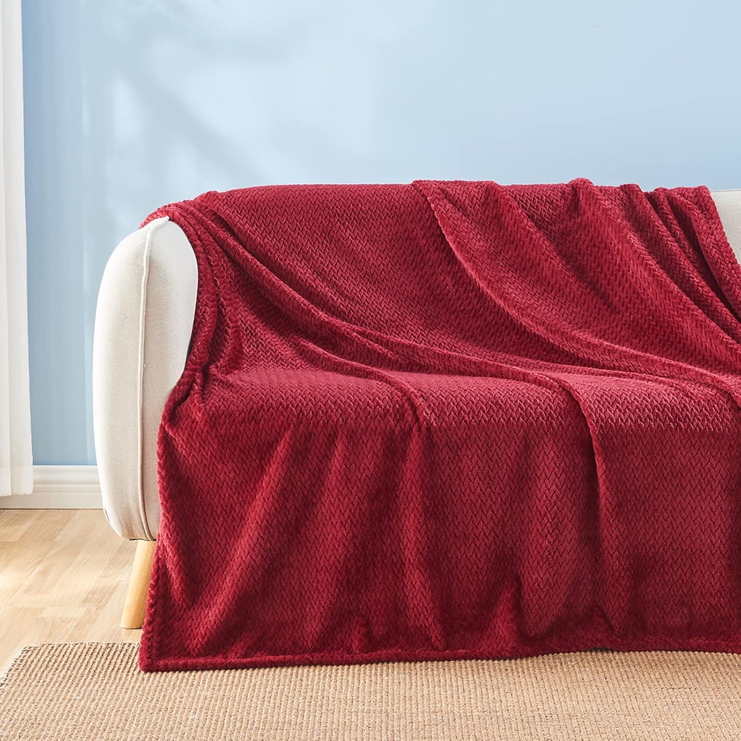 NEWCOSPLAY Super Soft Throw Blanket Deep Purple Rainbow Premium Silky Flannel Fleece Leaves Pattern Lightweight Bed Blanket All Season Use (Deep Purple Rainbow, Throw(50x60))