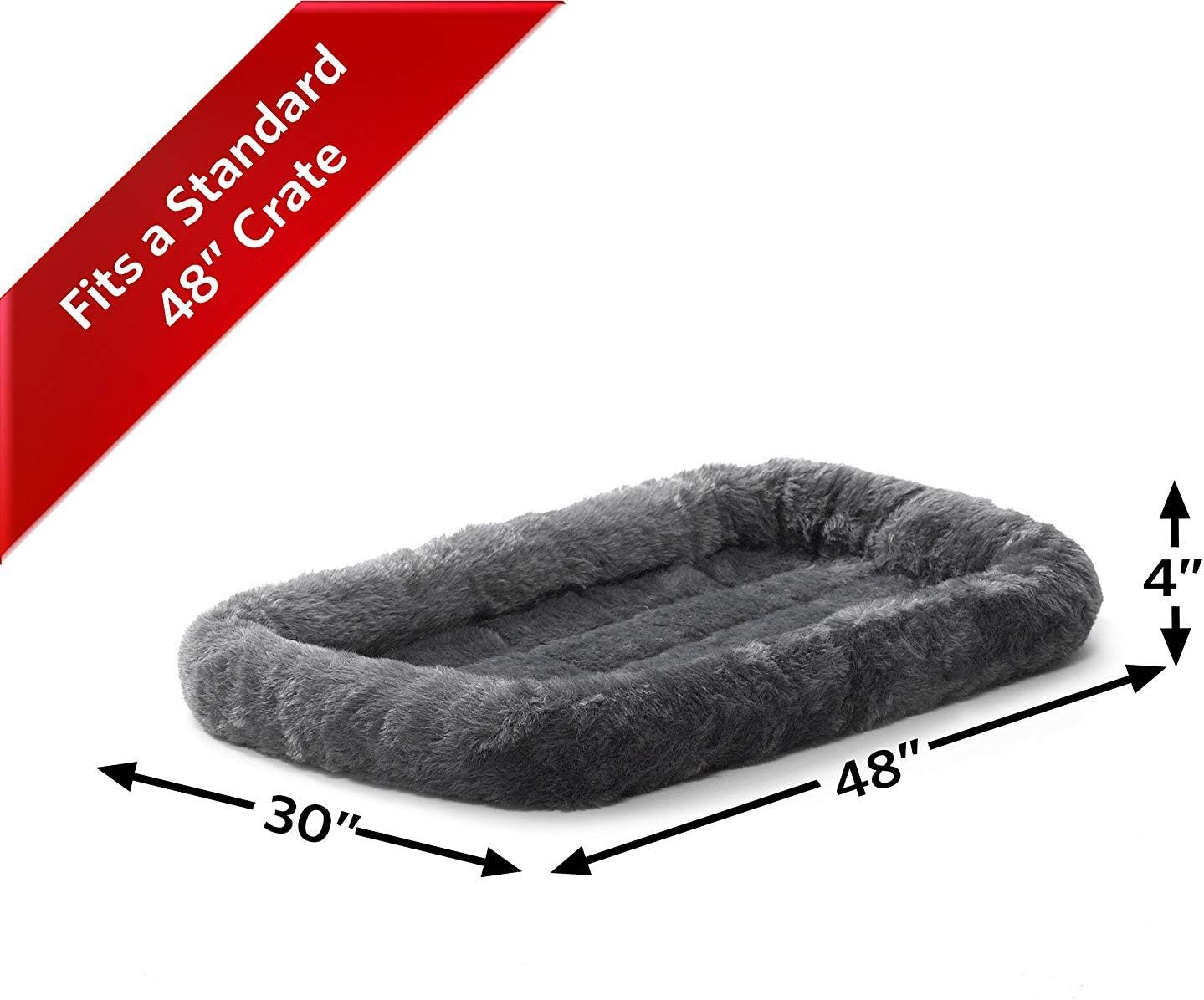 18L-Inch White Fleece Dog or Cat Bed with Comfortable Bolster, Ideal for Toy Dog Breeds & Fits an 18-Inch Crate, Easy Maintenance Machine Wash & Dry