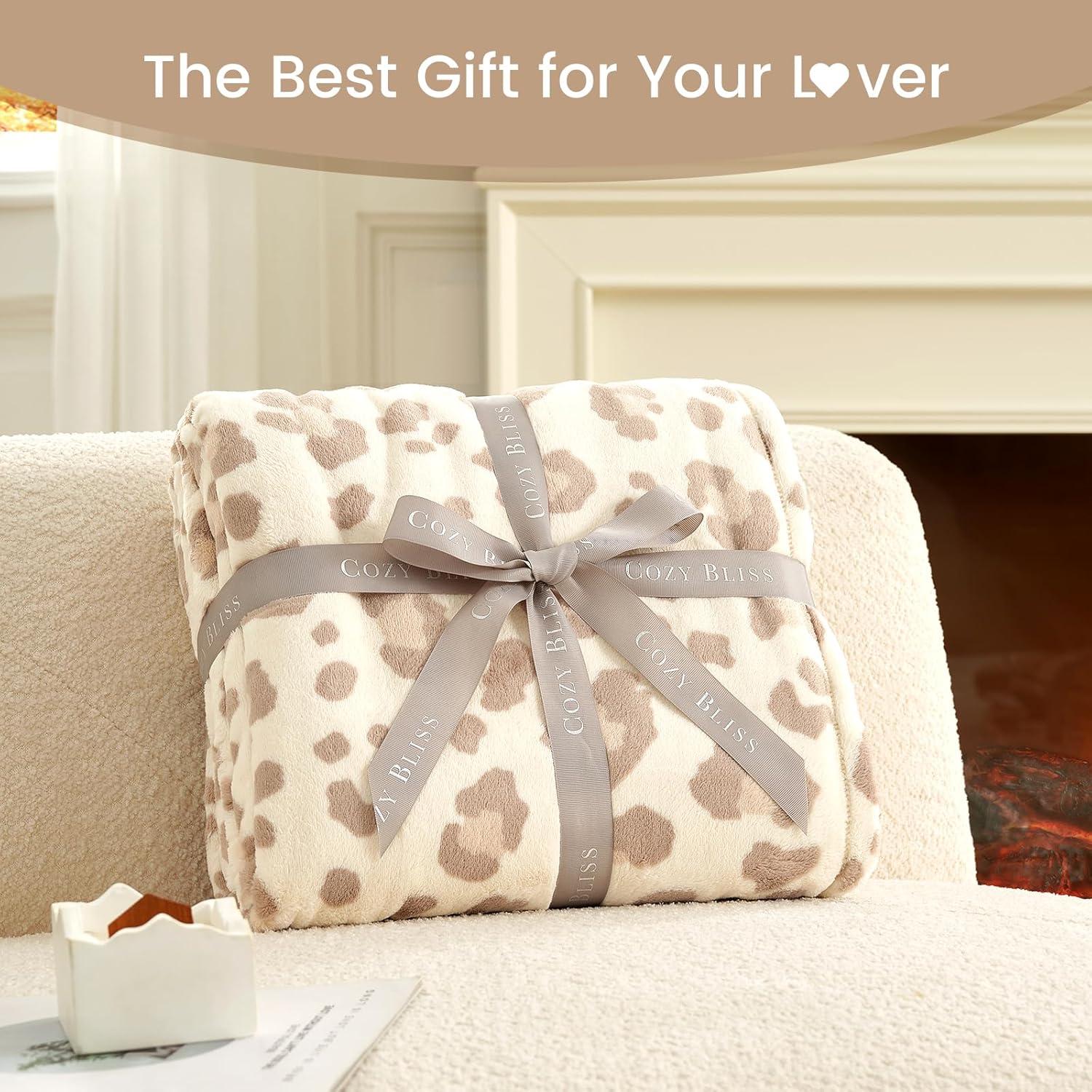 Cozy Bliss Cow Print Fuzzy Throw Blanket for Couch - Thick Soft Warm Non Shedding Fleece Blankets for Western Décor Room, for Kids, Women Men Girls, Teal Blue 50*60