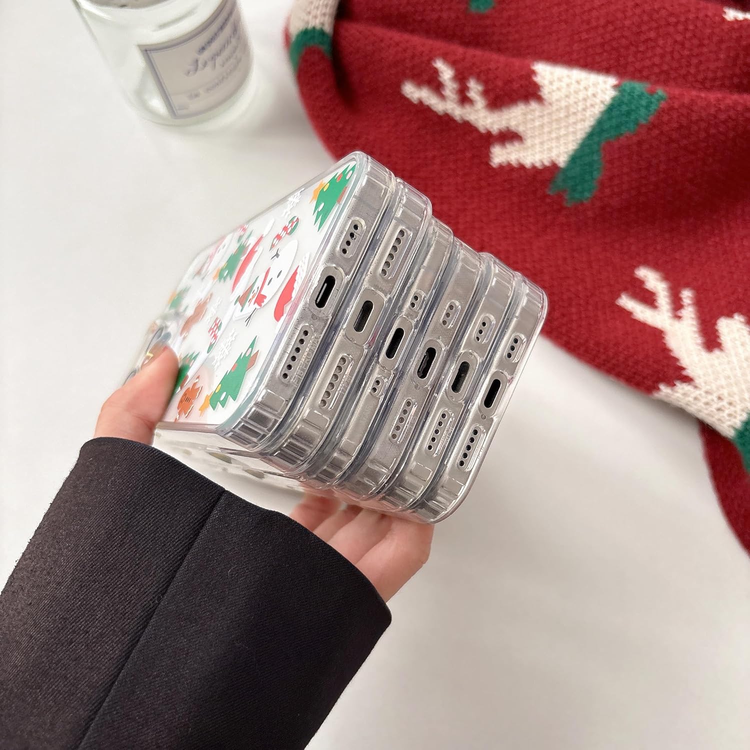 Christmas Phone Case for iPhone 11-17 Cute Merry Christmas Pattern Case Compatible with Magsafe Red Xmas Santa Tree Candy Pattern Cover for Women and Girls - Gingerbread