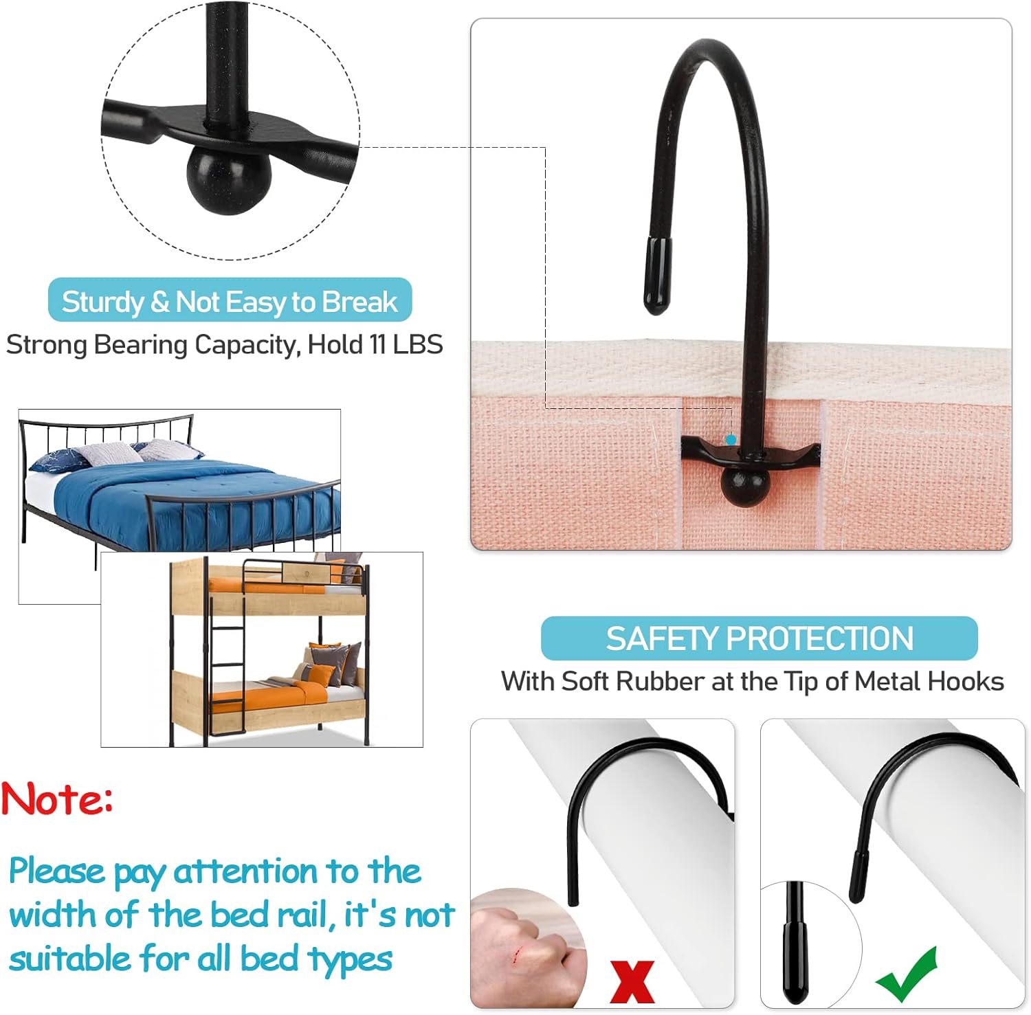 Loghot Bedside Caddy/Bedside Storage Bag Hanging Organizer for Bunk and Hospital Beds,Dorm Rooms Bed Rails,Can be Placed Glasses,Books,Mobile Phones,Keys (Light Pink)