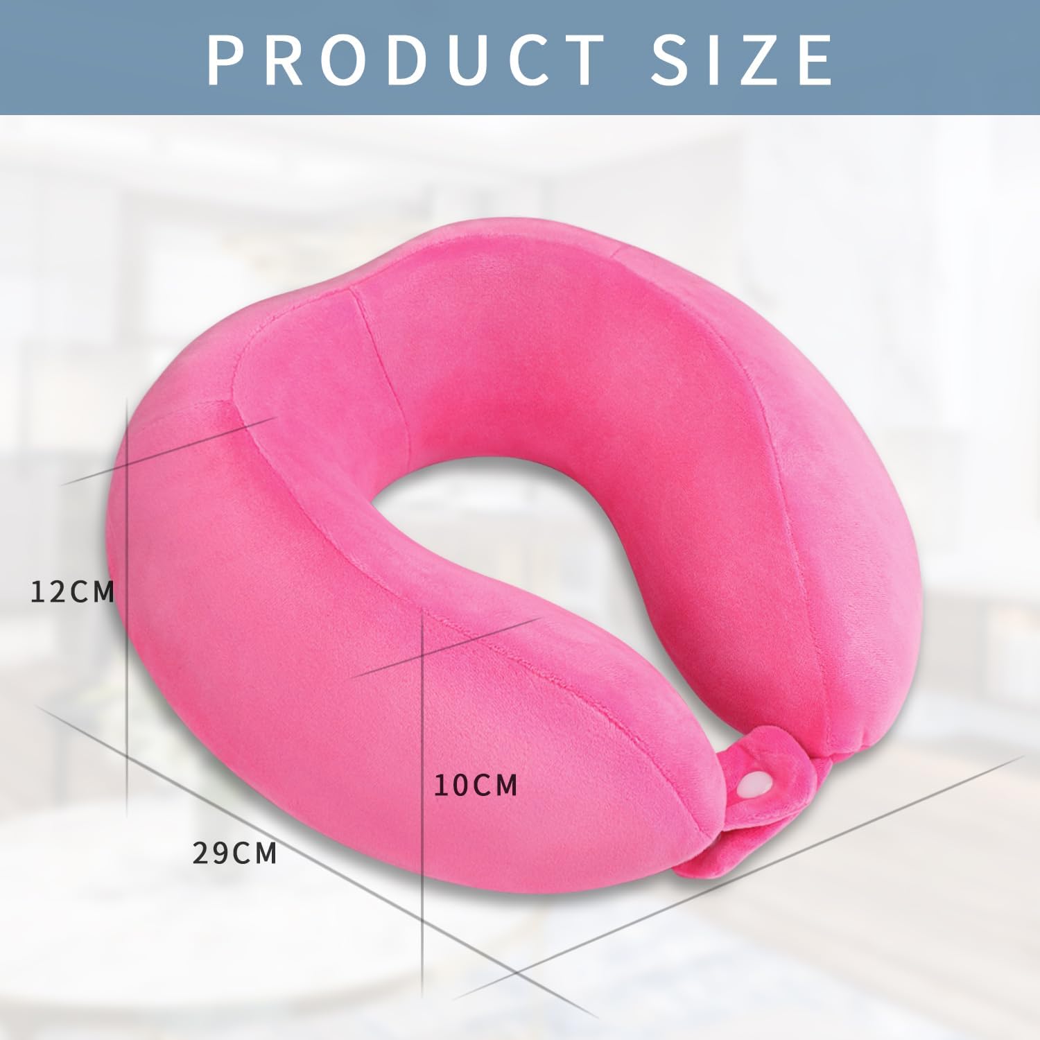 Travel Neck Pillows Adjustable U-Shaped Memory Foam Airplane Pillows Support Headrest and Neck Removable Breathable Neck Pillow for Car Office Home Camping Use Purple Color