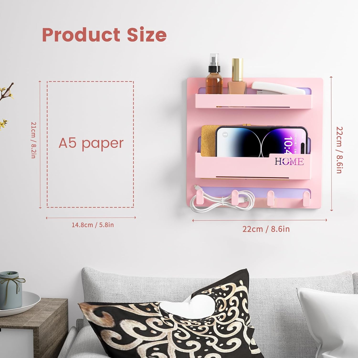 Floating Shelves for Bedside Shelf Accessories Organizer, Wall Mount Self Stick On, Cute Room Decor Aesthetic, Girls Room Decor, Cool Stuff For Bedroom Storage And Organization, Bedside Wall Organizer