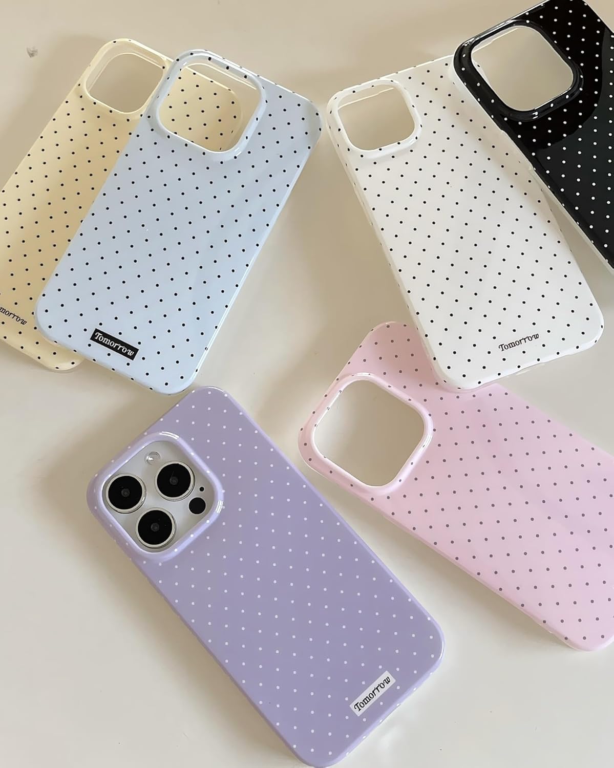 Sloveic for iPhone 16 Case with Cute Fashion Polka Dot Aesthetics Design Simple Case for Soft TPU Slim Protection Cover for Women Girls-White