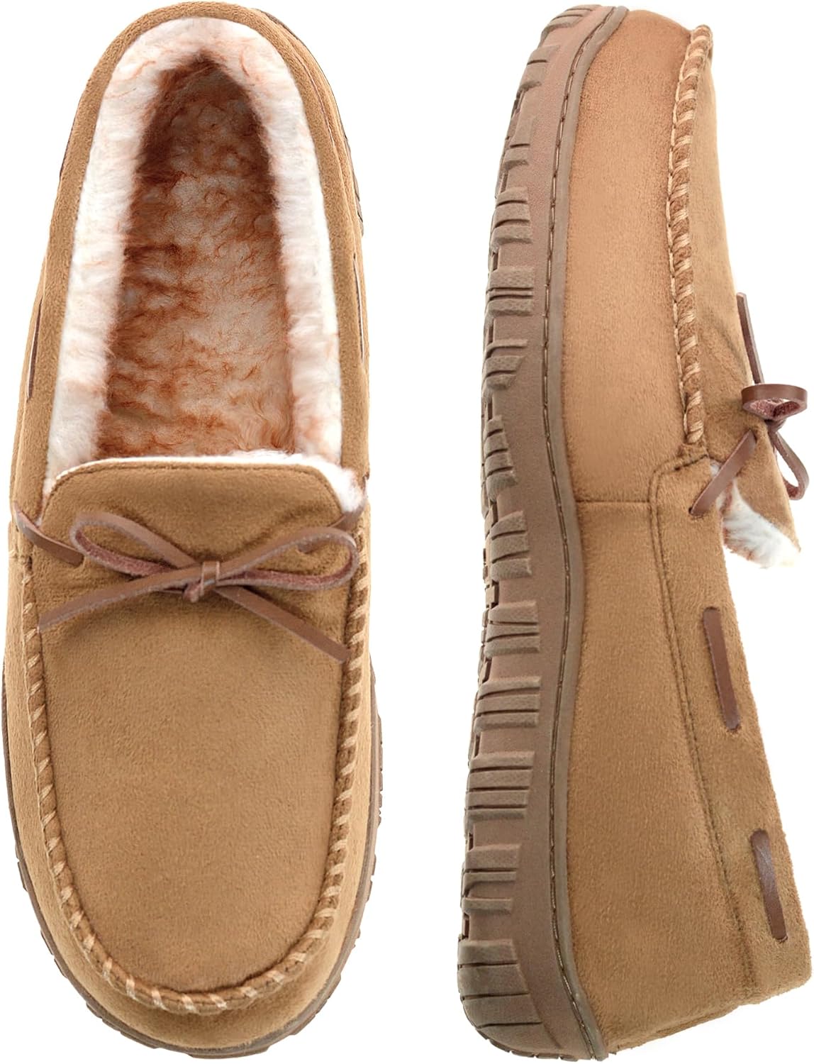 SKABIU Mens Moccasin Slippers Memory Foam Indoor & Outdoor House Slippers Cozy Bedroom Shoes