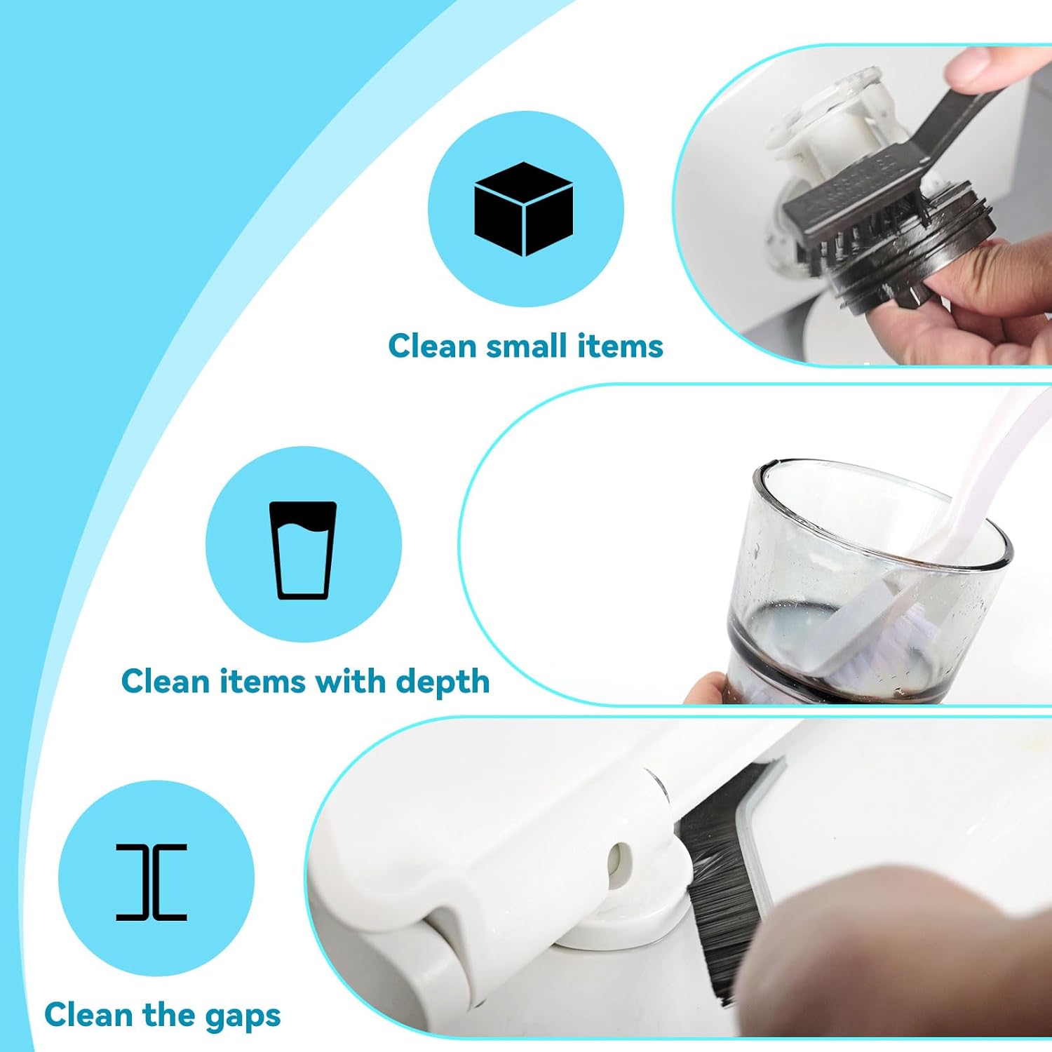 Washing Machine Cleaning Brush,Dryer Cleaning Brush,Crevice Brush for Bathroom, Shower & Kitchen - Scrub Brushes with Long Handle,Household Cleaning Tools Tile, Bathtub, Sink, Grout Cleaning Brushes