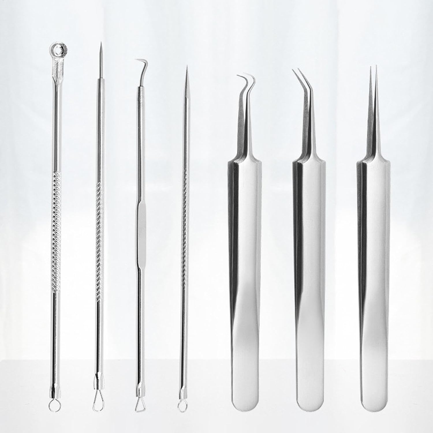 Comedone Remover Kit | 7X Stainless Pimple Popper Tool Kit | Comedone Popping Tweezers Whitehead Picking Tools For Smooth Skin
