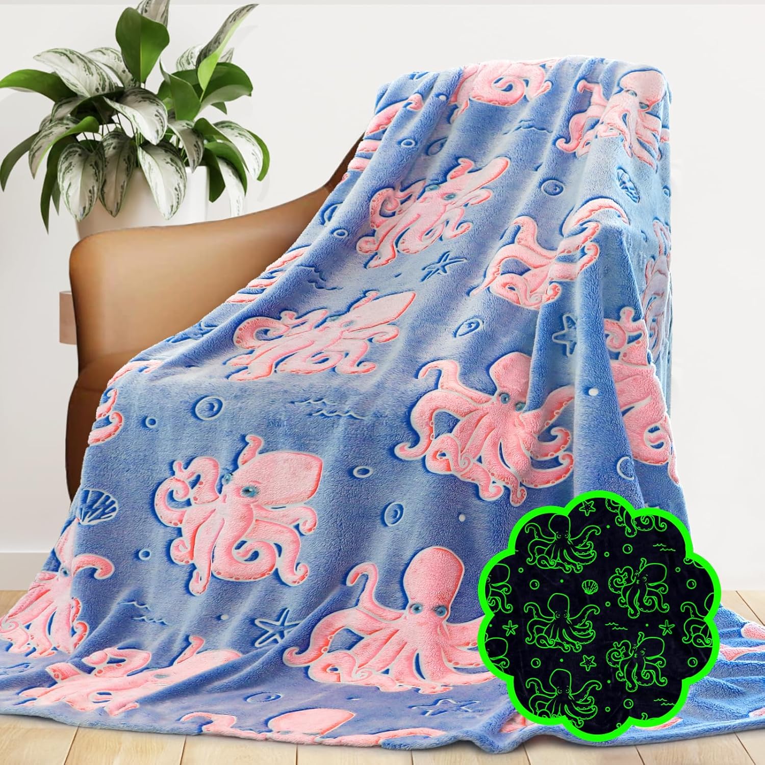 Blue Throw Blanket Soft Fleece Blankets Cyan Blue Lightweight Fuzzy Blanket Gifts Decor Stuff for Girls Women Teen Couch Bed
