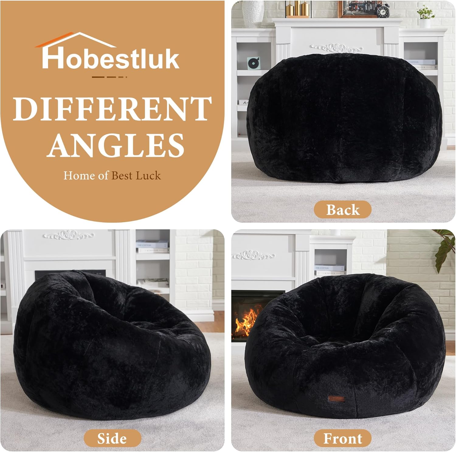 Hobestluk Bean Bag Chairs Large Bean Bag Couch for Adults Stuffed Lazy Sofa Chair Comfy Floor Chair with Spacious Design for Reading, Gaming or Relaxing (GREY)