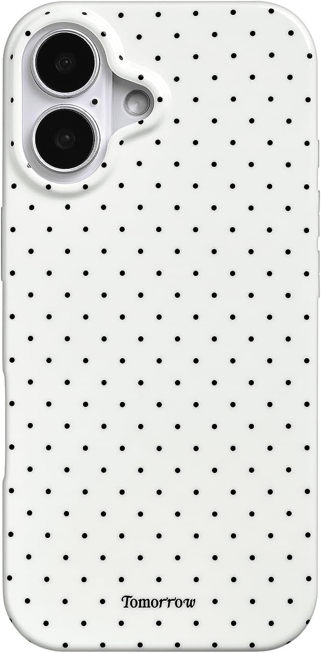Sloveic for iPhone 16 Case with Cute Fashion Polka Dot Aesthetics Design Simple Case for Soft TPU Slim Protection Cover for Women Girls-White