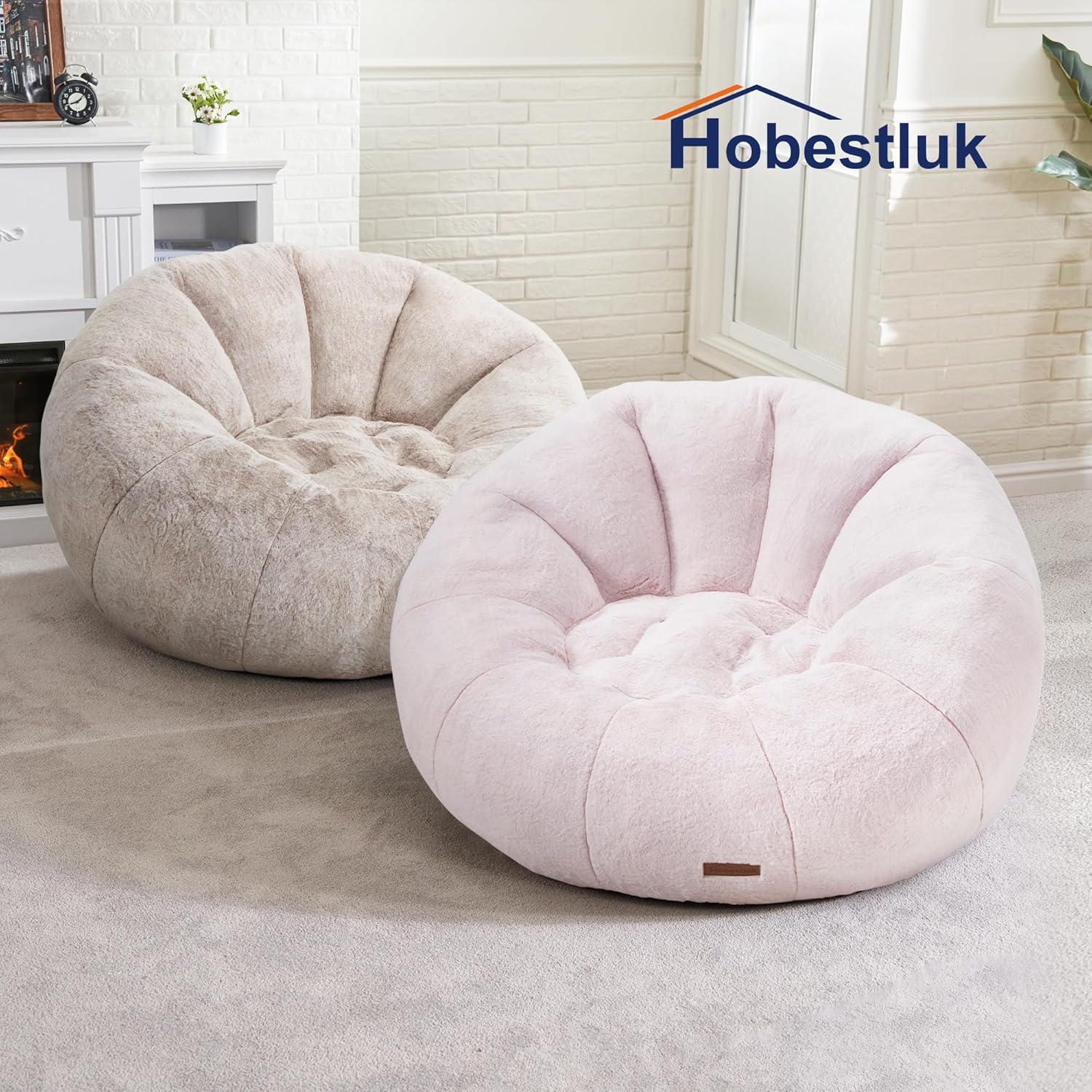 Hobestluk Bean Bag Chairs Large Bean Bag Couch for Adults Stuffed Lazy Sofa Chair Comfy Floor Chair with Spacious Design for Reading, Gaming or Relaxing (GREY)