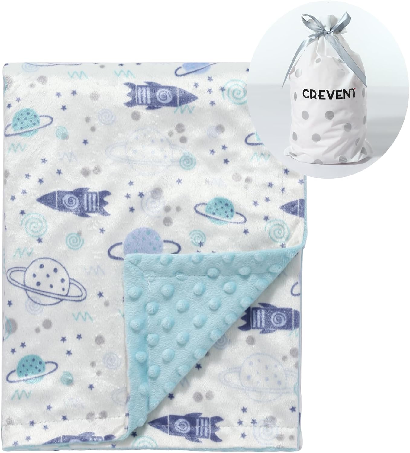 CREVENT Minky Baby Blanket for Girls Boys, Soft Plush Receiving Blanket for Newborns - 76x102cm (Animal)