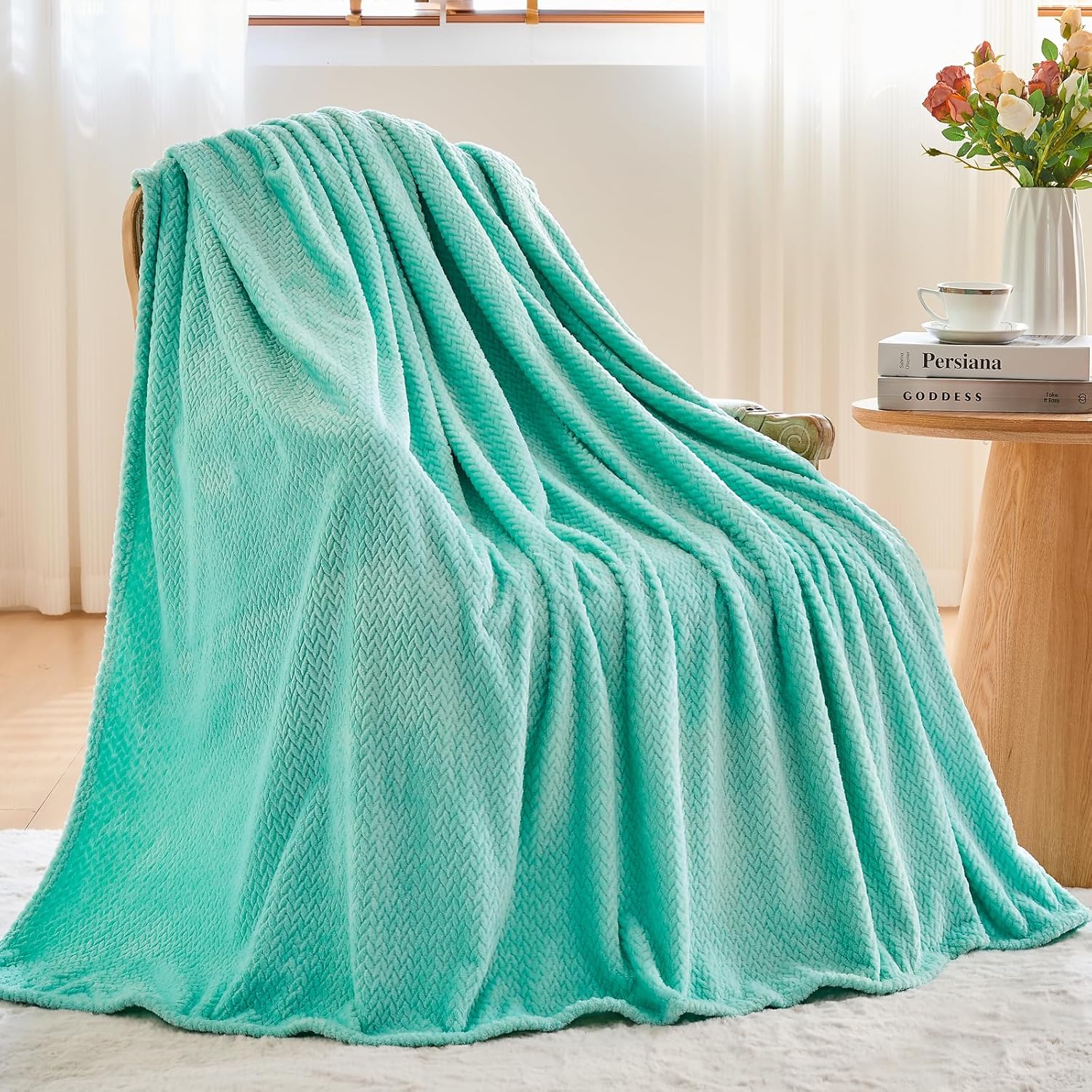 NEWCOSPLAY Super Soft Throw Blanket Deep Purple Rainbow Premium Silky Flannel Fleece Leaves Pattern Lightweight Bed Blanket All Season Use (Deep Purple Rainbow, Throw(50x60))